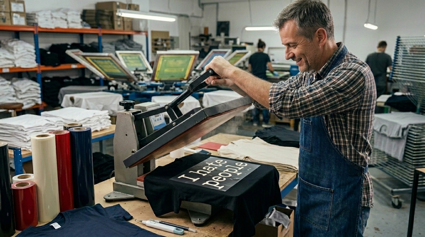 ThePrintGoods shirt being pressed