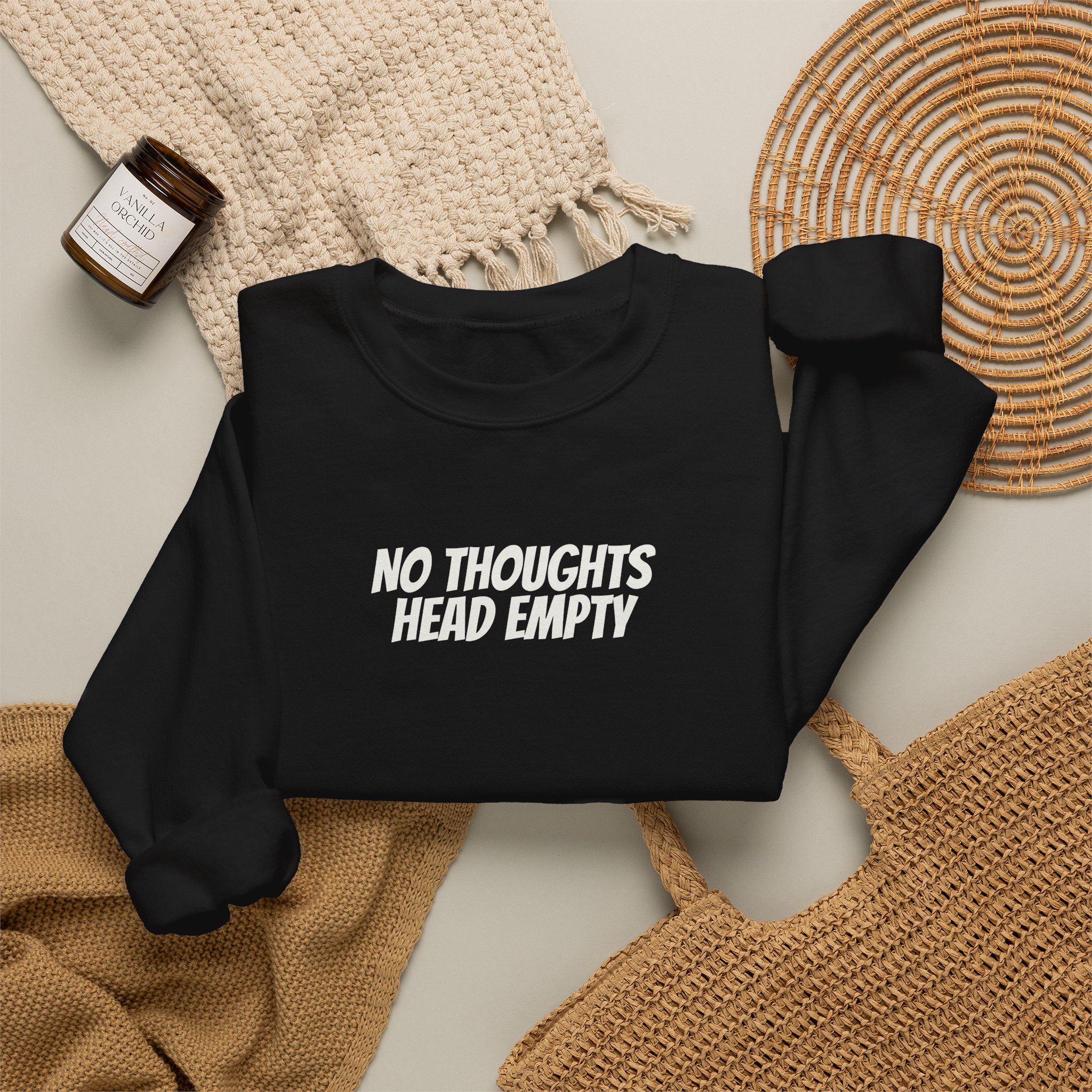 No Thoughts Head Empty Sweatshirt | Funny Sarcastic Sweatshirt | Gift for Gen Z - White Text - Sweatshirt - Image 4