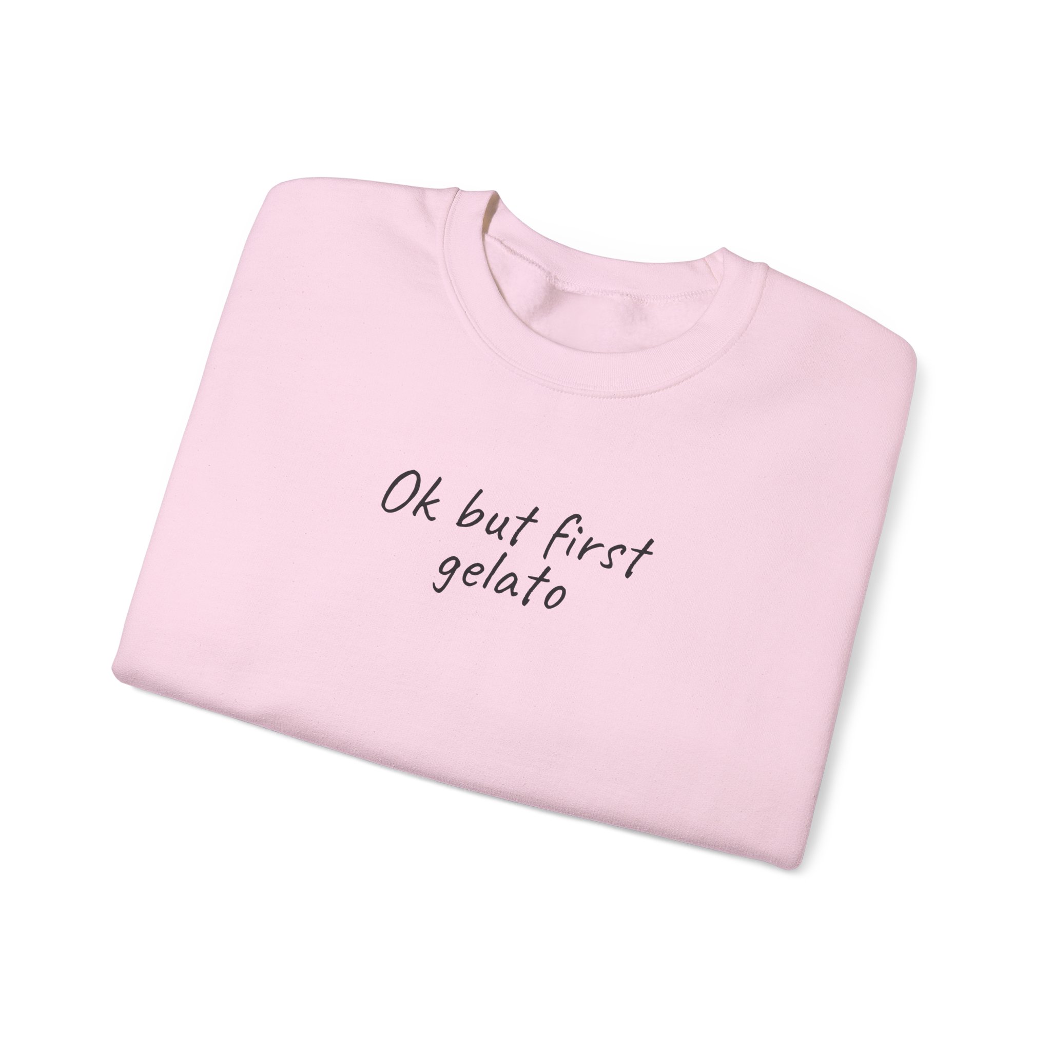 Ok But First Gelato Sweatshirt | Funny Foodie Sweatshirt | Gift for Ice Cream Lover - Black Text - Sweatshirt - Image 15