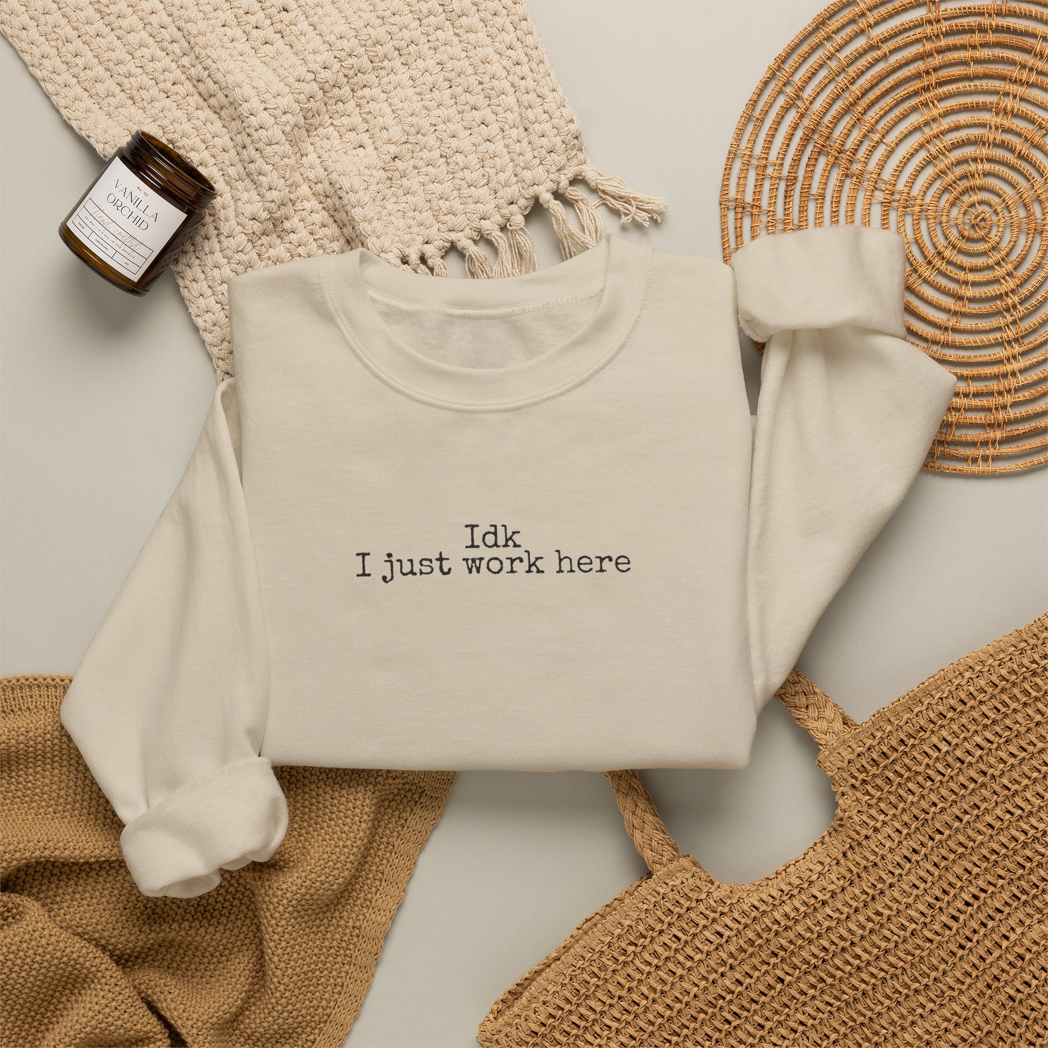 Idk I Just Work Here Sweatshirt | Funny Sarcastic Sweatshirt | Gift for Retail Worker - Black Text - Sweatshirt - Image 8