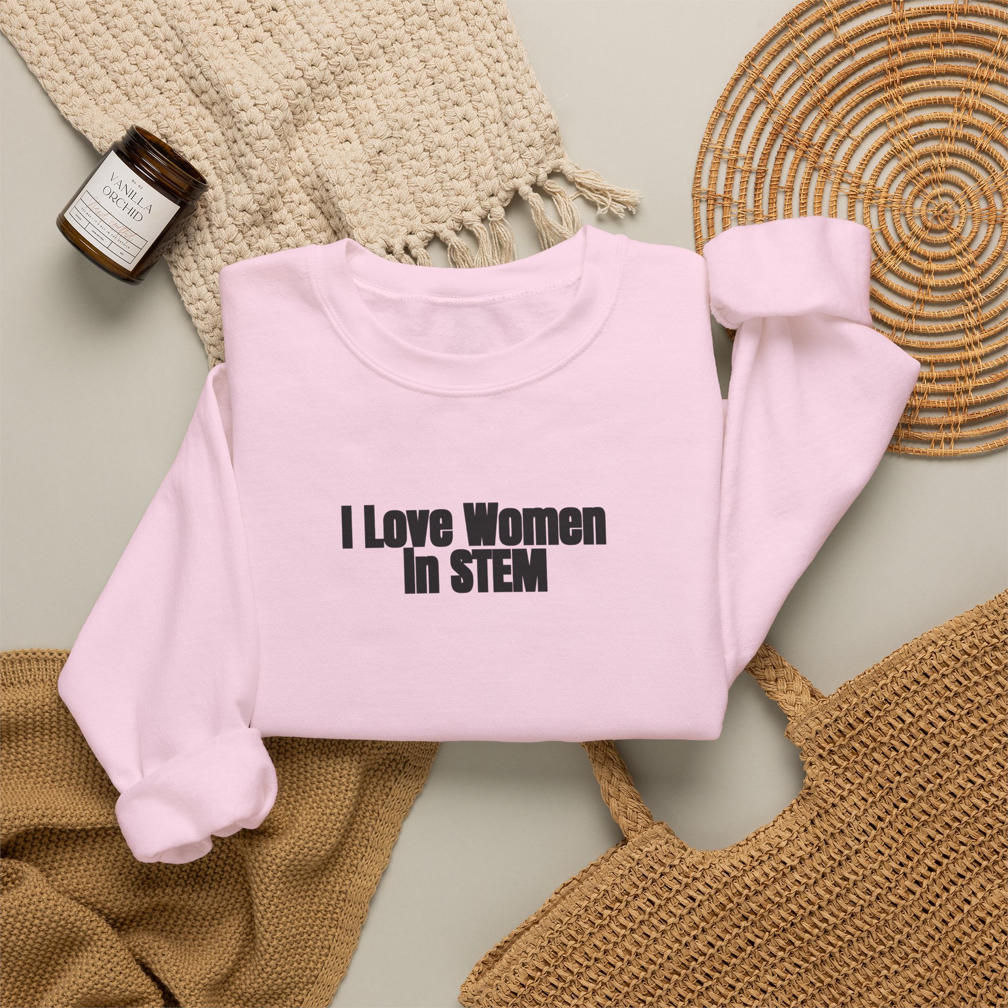 I Love Women in STEM Sweatshirt | Bold Sweatshirt | Gift for Science Student - Black Text - Sweatshirt - Image 16