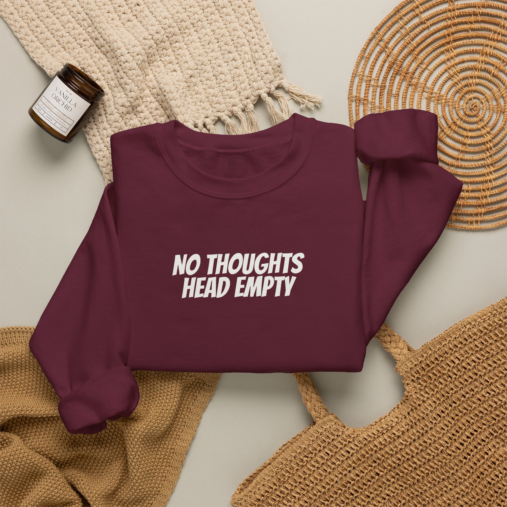 No Thoughts Head Empty Sweatshirt | Funny Sarcastic Sweatshirt | Gift for Gen Z - White Text - Sweatshirt - Image 8
