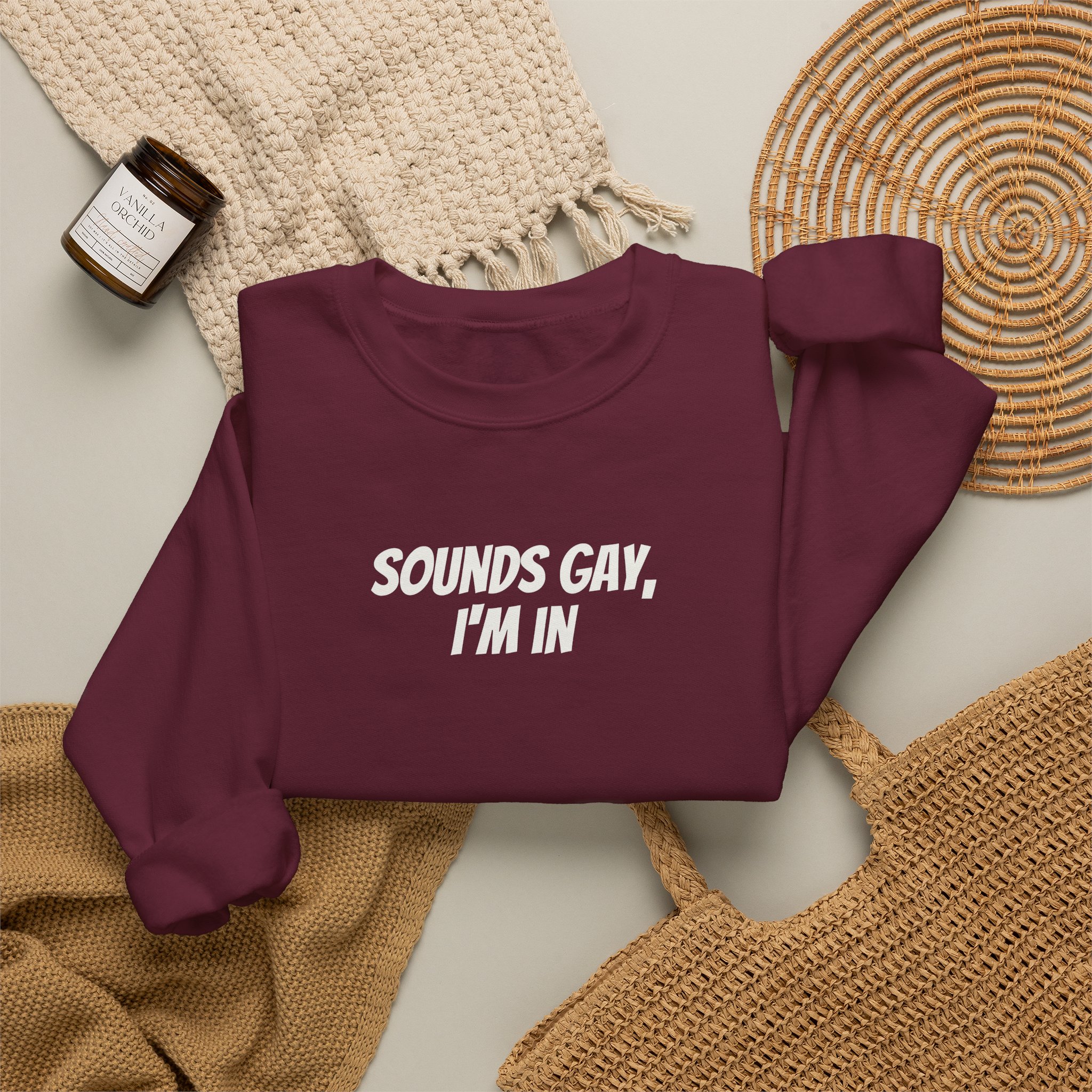 Sounds Gay, I'm In Sweatshirt | Funny Sarcastic Sweatshirt | Gift for Gen Z - White Text - Sweatshirt - Image 8
