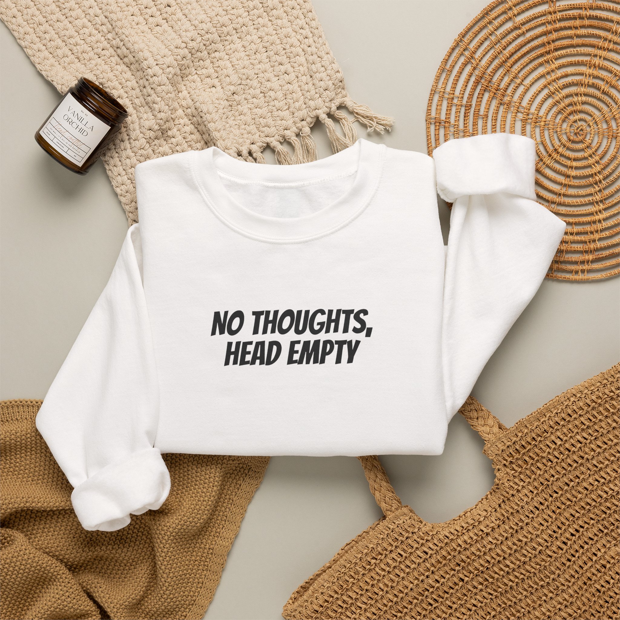No Thoughts Head Empty Sweatshirt | Funny Sarcastic Sweatshirt | Gift for Gen Z - Black Text - Sweatshirt - Image 4