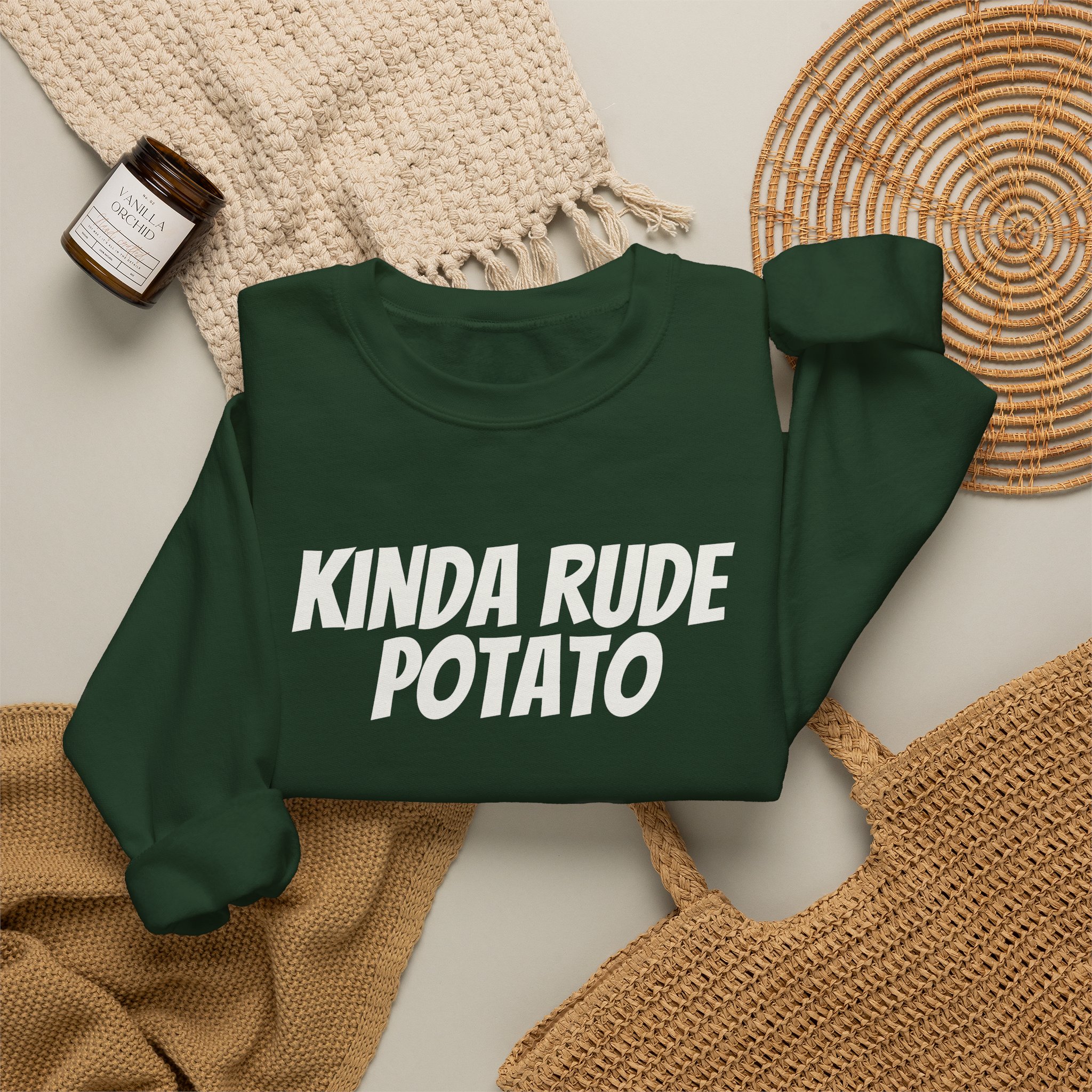 Kinda Rude Potato Sweatshirt | Funny Sarcastic Sweatshirt | Gift for Introverts - White Text - Sweatshirt - Image 12