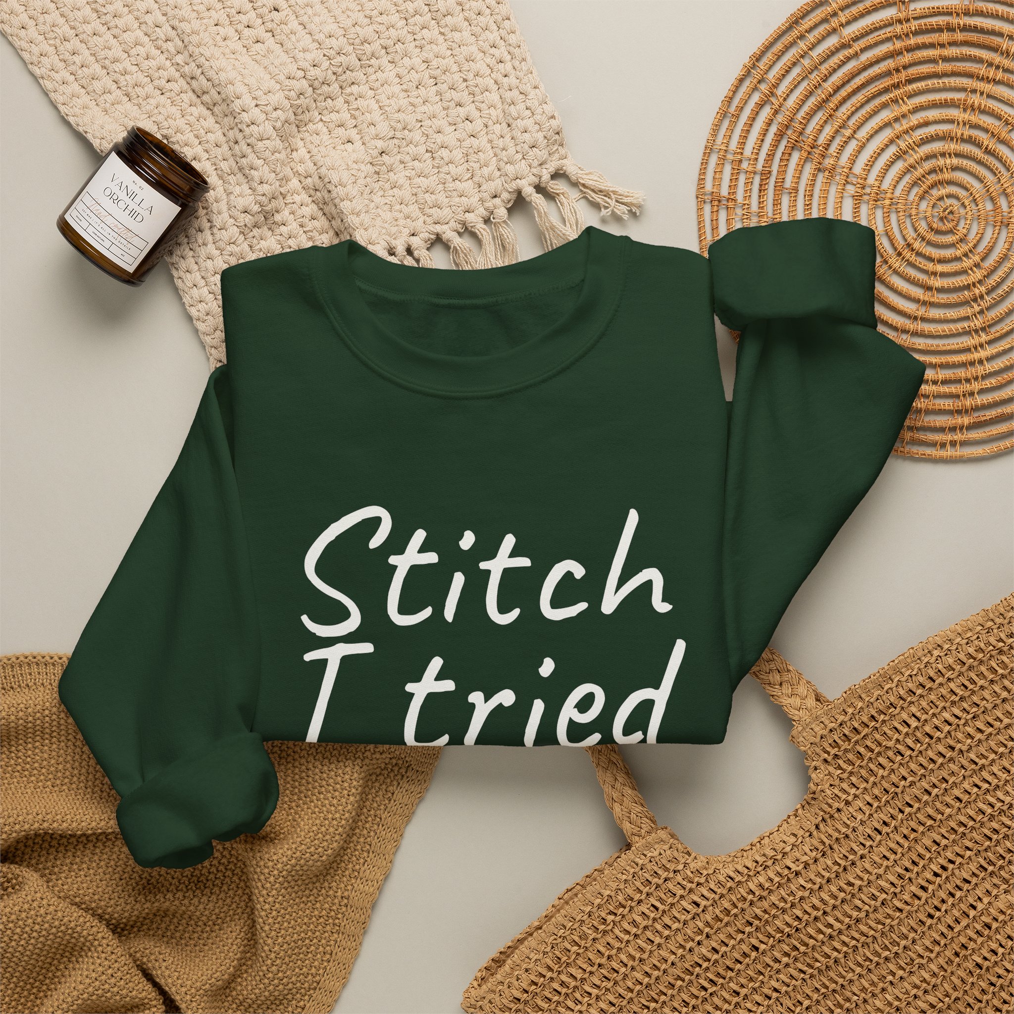 Stitch I Tried Sweatshirt | Funny Sarcastic Sweatshirt | Gift for Crafter - White Text - Sweatshirt - Image 12