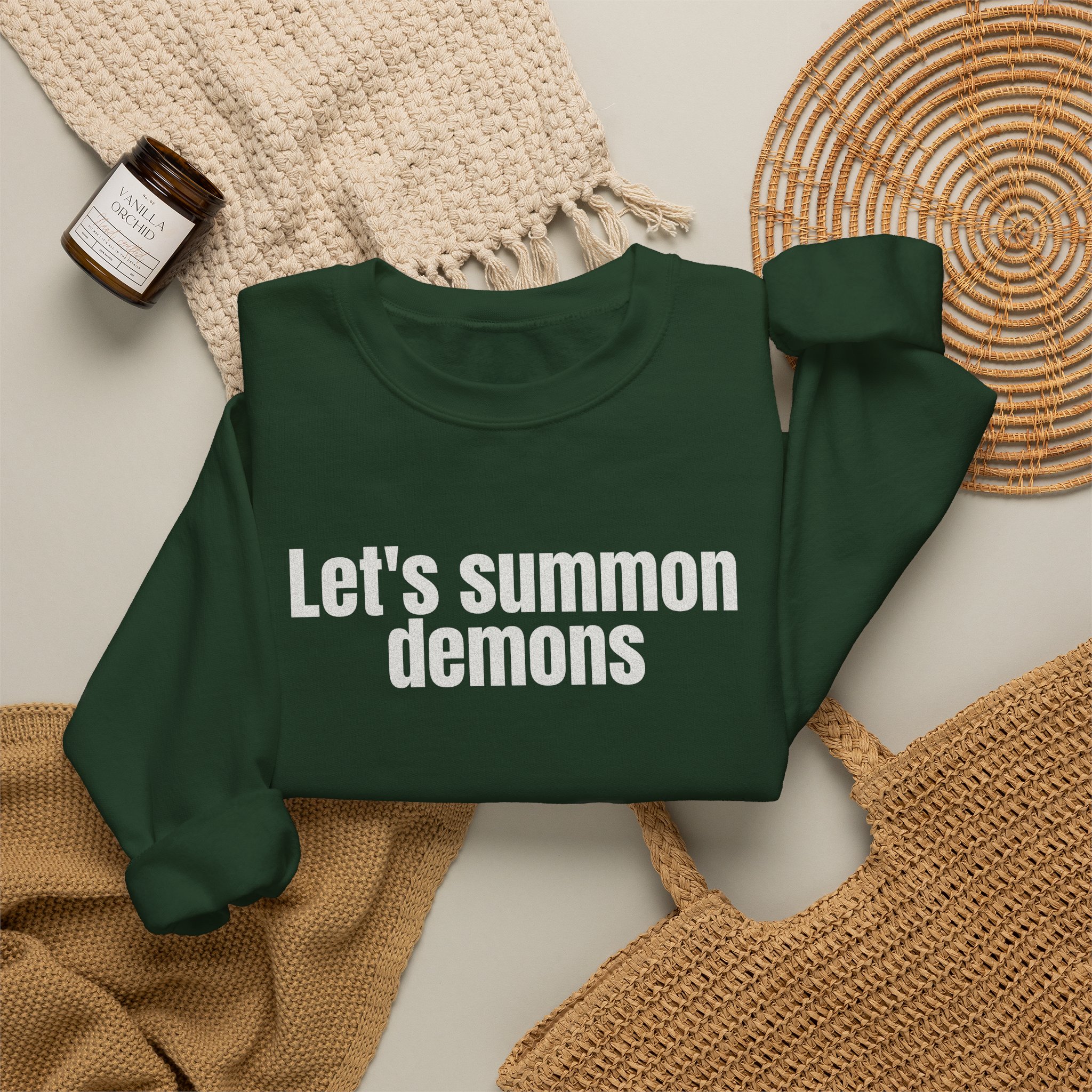 Let's Summon Demons Sweatshirt | Bold Sarcastic Sweatshirt | Gift for Goth Friends - White Text - Sweatshirt - Image 12
