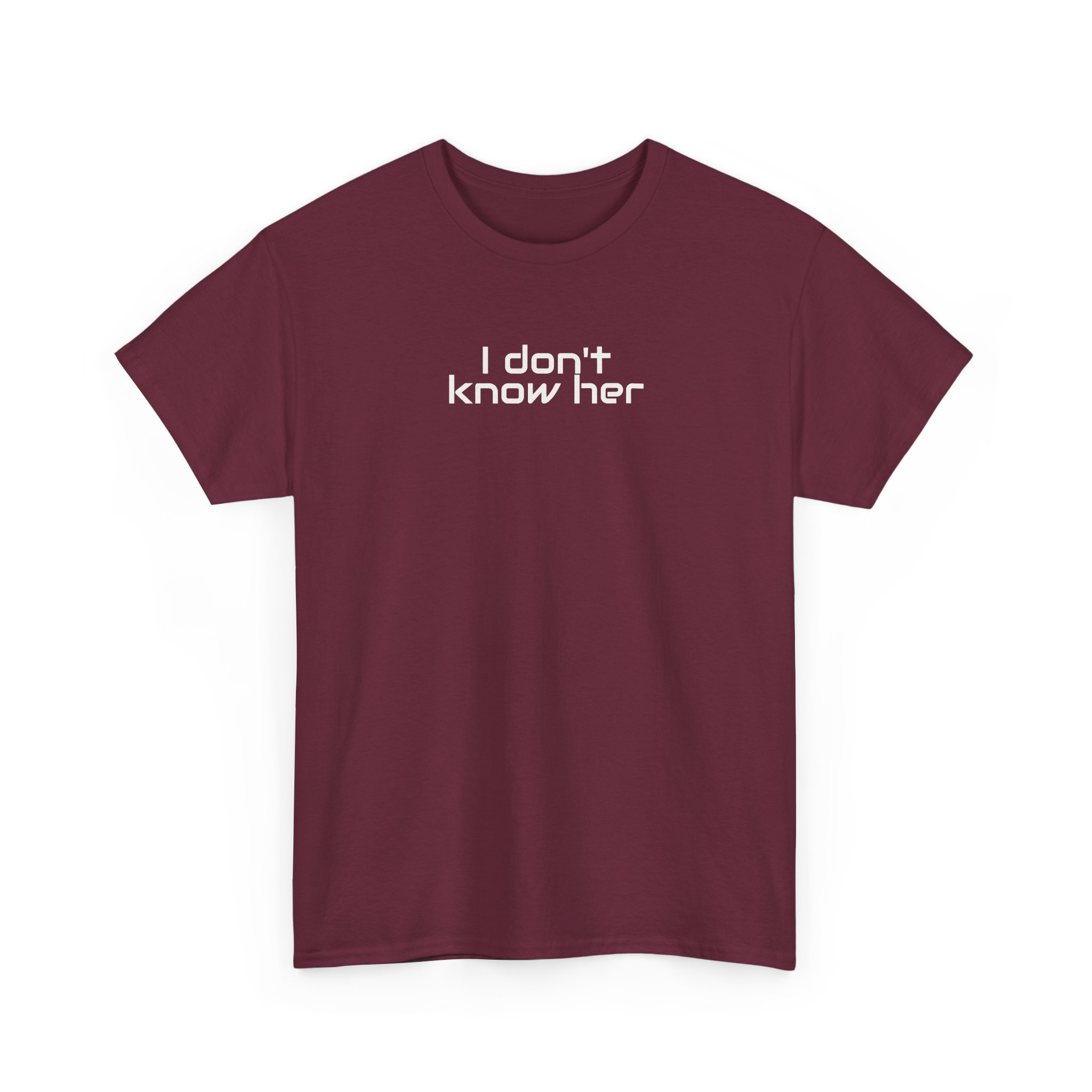 I Don't Know Her Shirt | Sarcastic Tee | Gift for Pop Culture Fans - White Text - T-Shirt - Image 7
