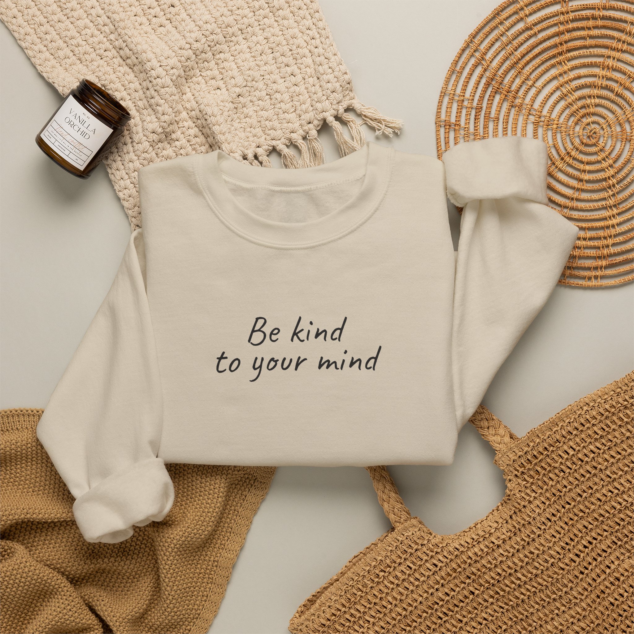 Be Kind To Your Mind Sweatshirt | Bold Sweatshirt | Gift for Mental Health Advocate - Black Text - Sweatshirt - Image 8