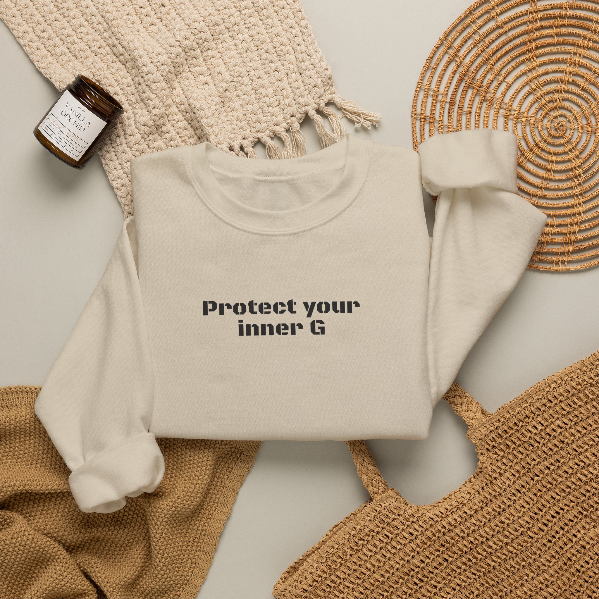 Protect Your Inner G Sweatshirt | Bold Sweatshirt | Gift for Streetwear Fans - Black Text - Sweatshirt - Image 8