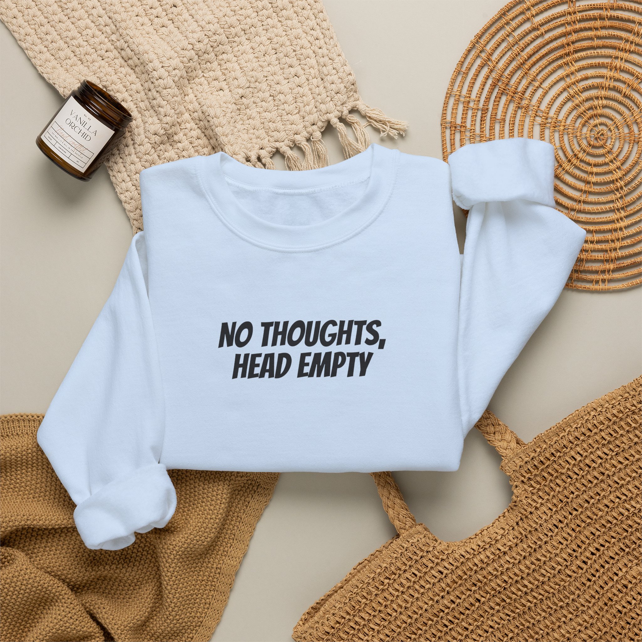 No Thoughts Head Empty Sweatshirt | Funny Sarcastic Sweatshirt | Gift for Gen Z - Black Text - Sweatshirt - Image 12