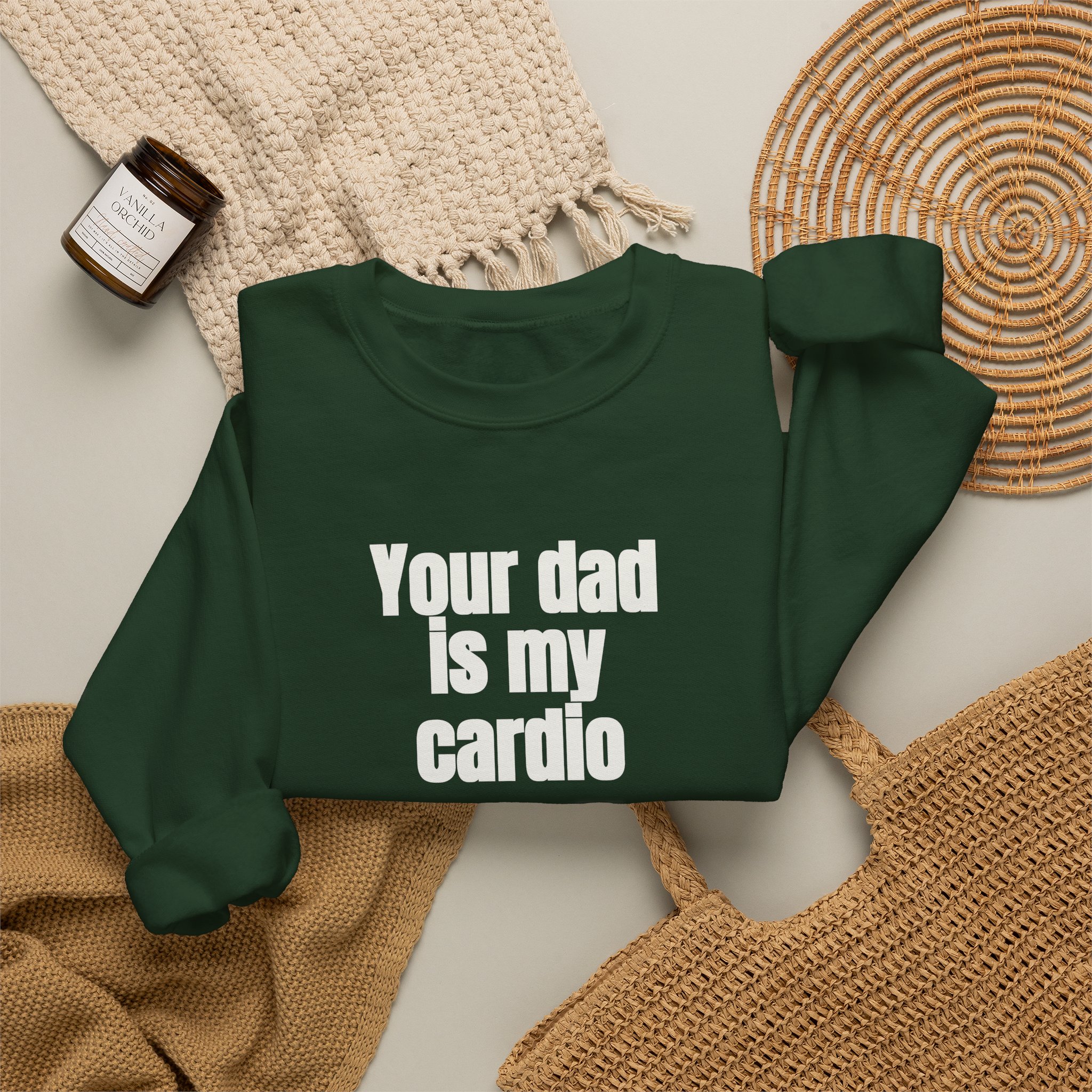 Your Dad Is My Cardio Sweatshirt | Funny Sarcastic Sweatshirt | Gift for Gym Bros - White Text - Sweatshirt - Image 12