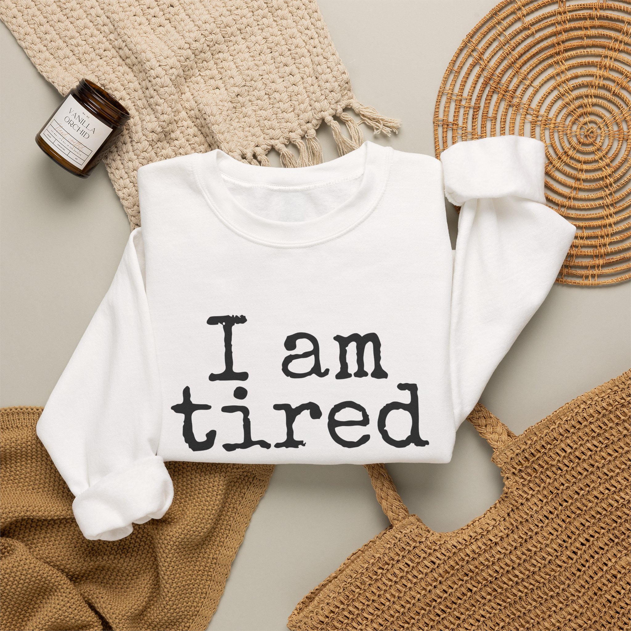 I Am Tired Sweatshirt (Black Print) – Bild 4