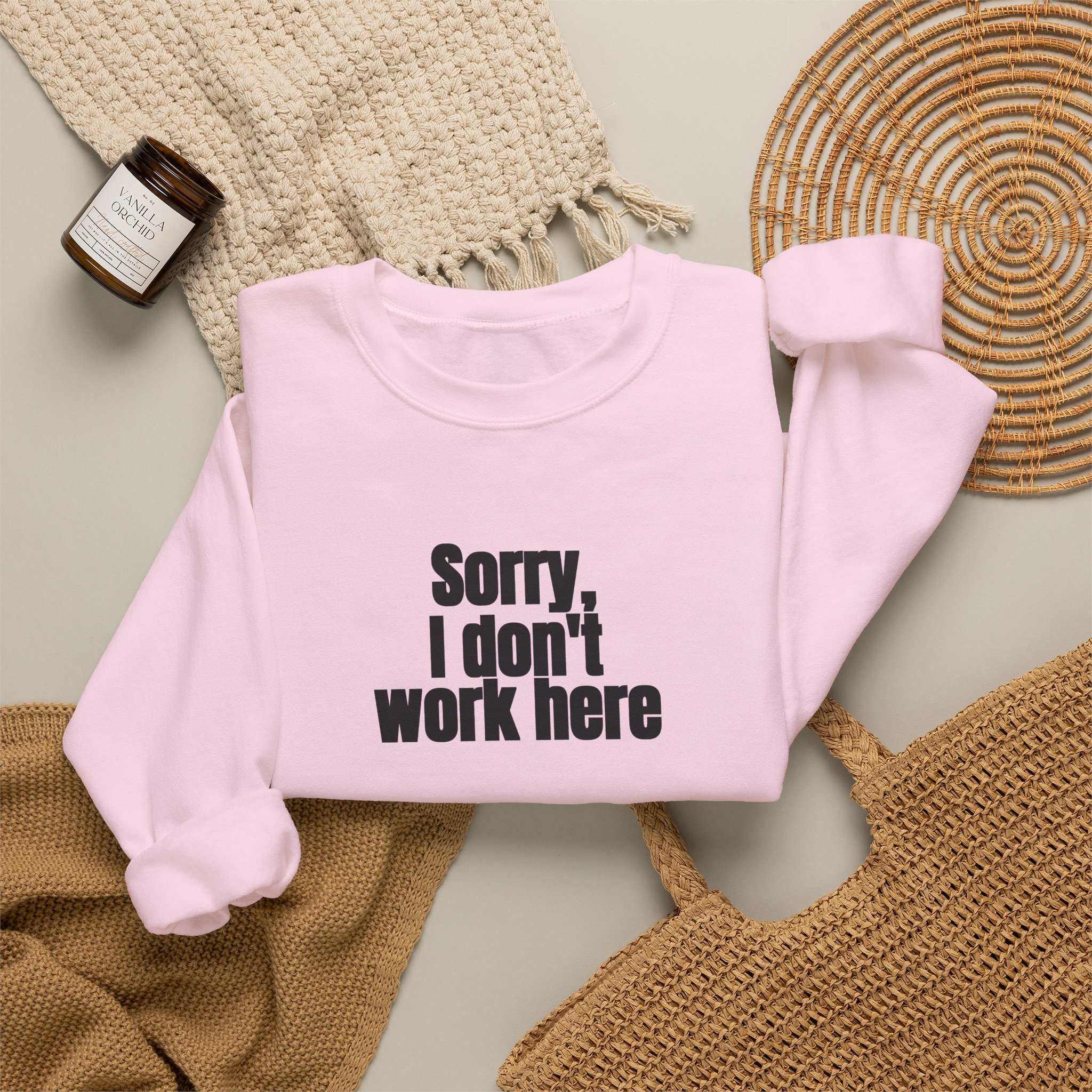 Sorry, I Don't Work Here Sweatshirt | Sarcastic Sweatshirt | Gift for Introverts - Black Text - Sweatshirt - Image 16