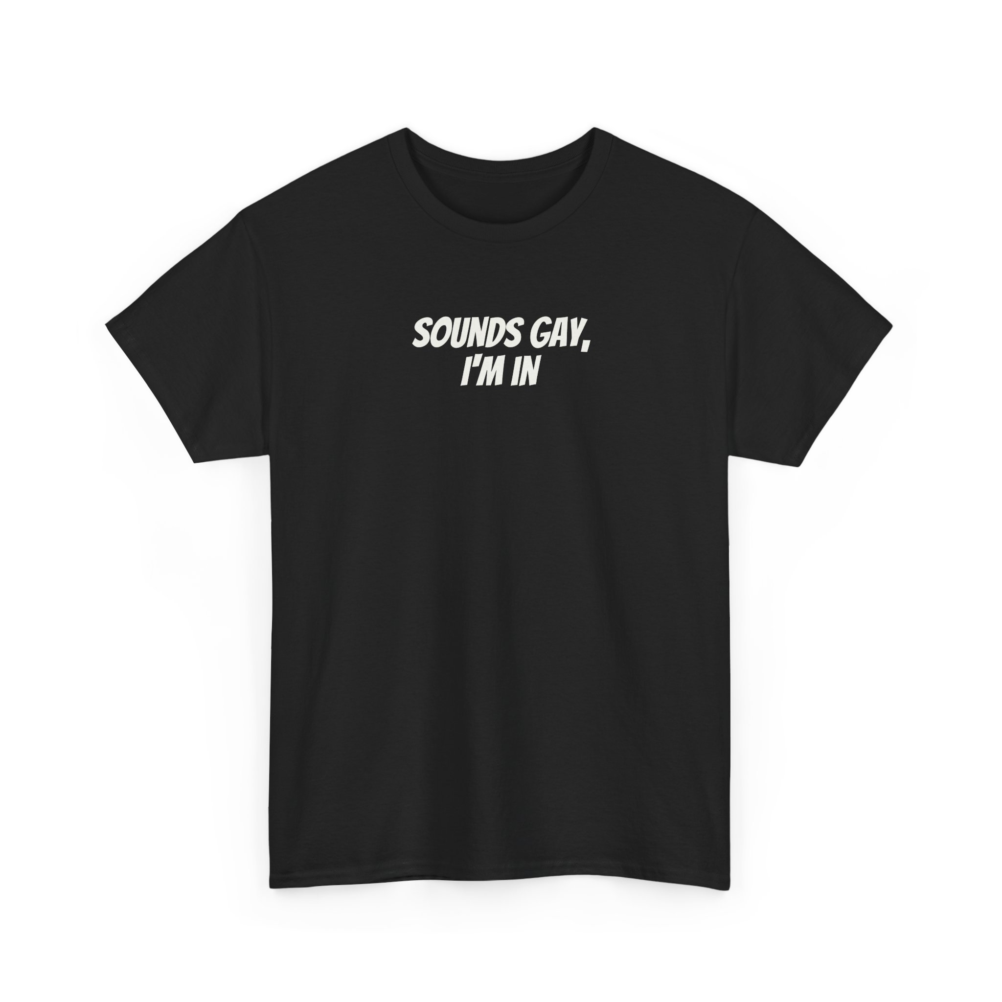 Sounds Gay, I'm In Shirt | Funny Sarcastic Tee | Gift for Gen Z - White Text - T-Shirt - Image 3