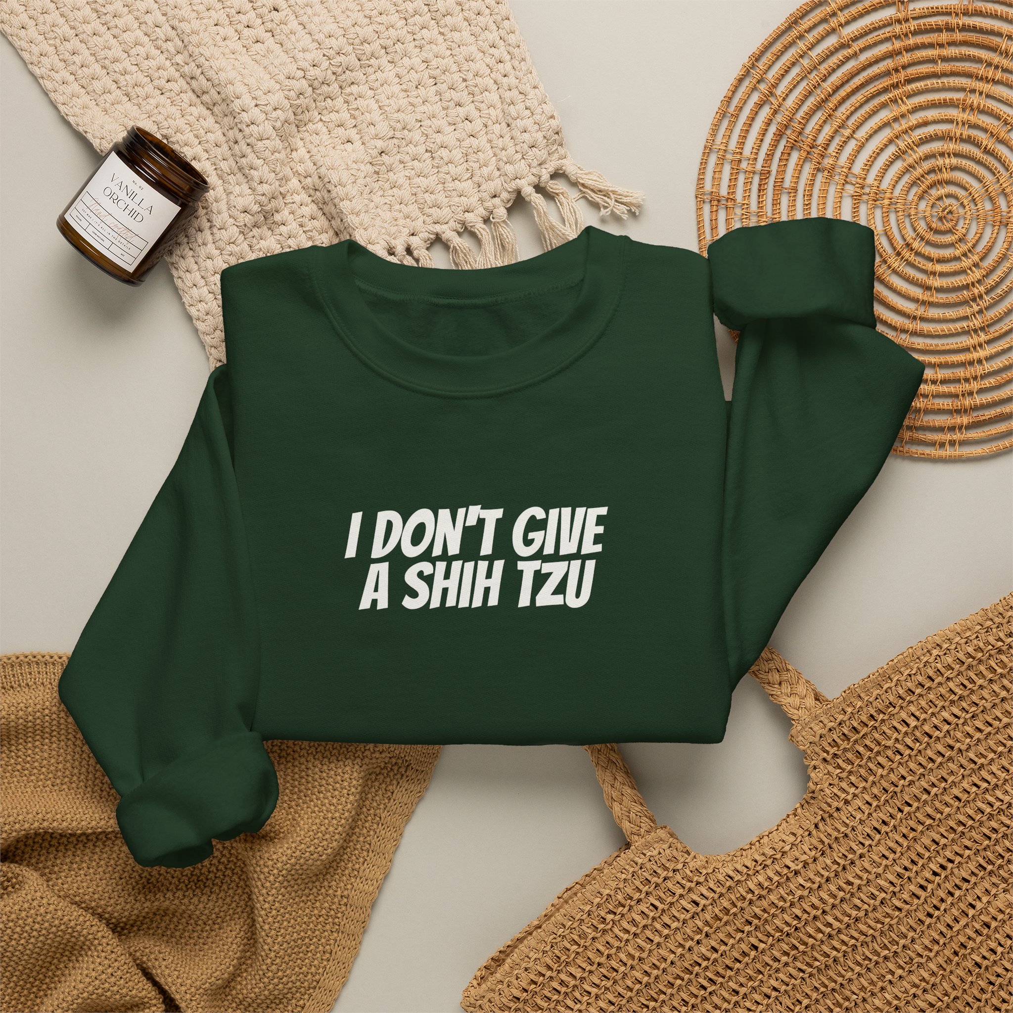 I Don't Give A Shih Tzu Sweatshirt | Funny Dog Sweatshirt | Gift for Dog Mom - White Text - Sweatshirt - Image 12