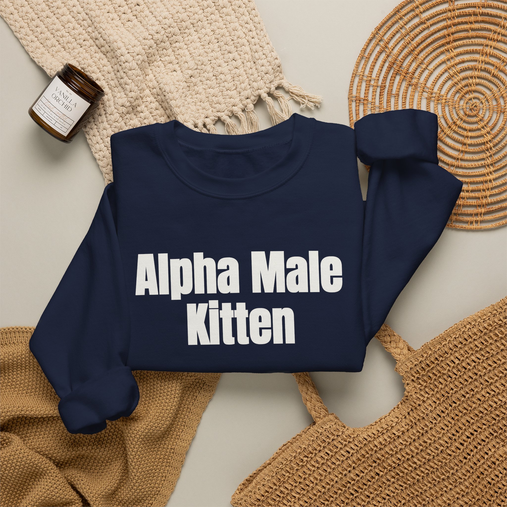 Alpha Male Kitten Sweatshirt | Funny Sarcastic Sweatshirt | Gift for Him - White Text - Sweatshirt - Image 20