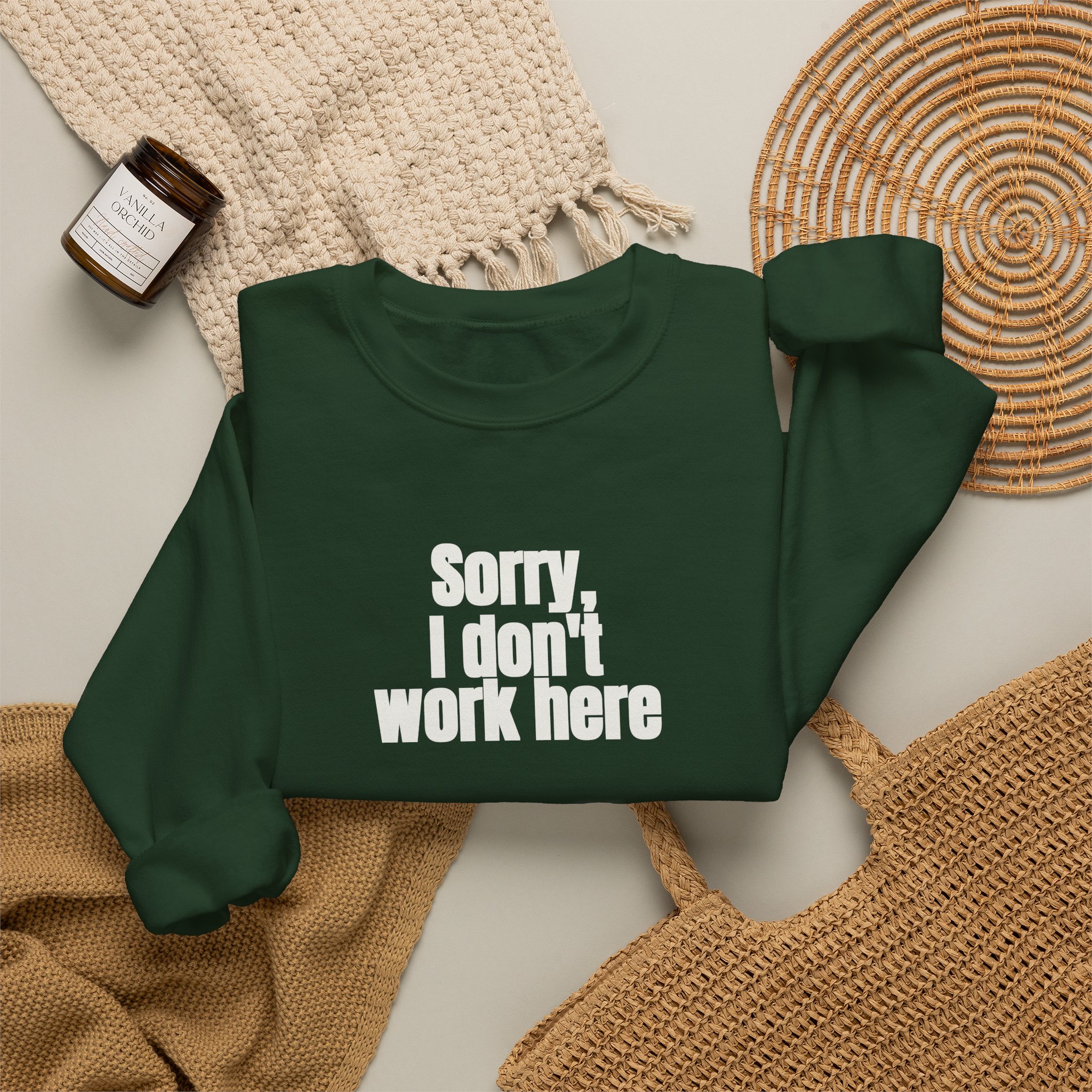Sorry, I Don't Work Here Sweatshirt | Sarcastic Sweatshirt | Gift for Introverts - White Text - Sweatshirt - Image 12