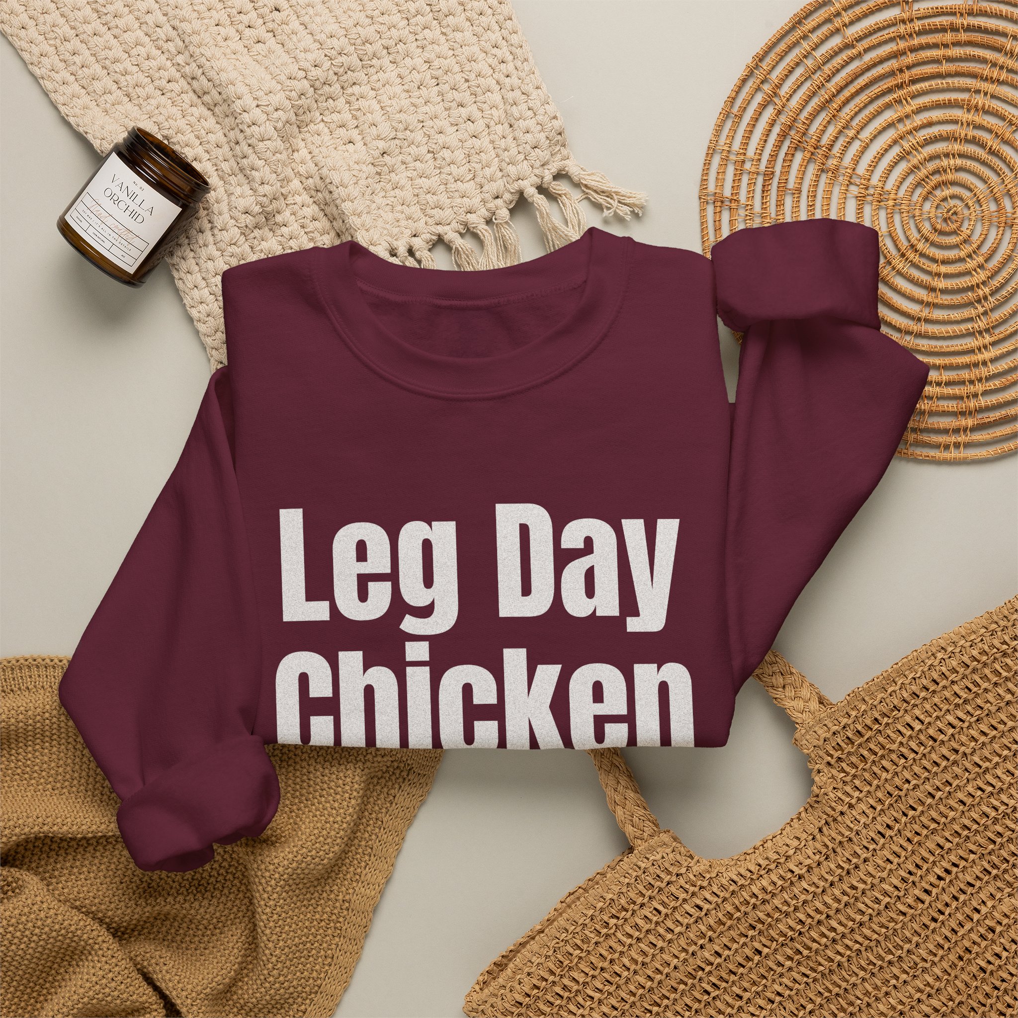 Leg Day Chicken Sweatshirt | Funny Gym Sweatshirt | Gift for Gym Bros - White Text - Sweatshirt - Image 8