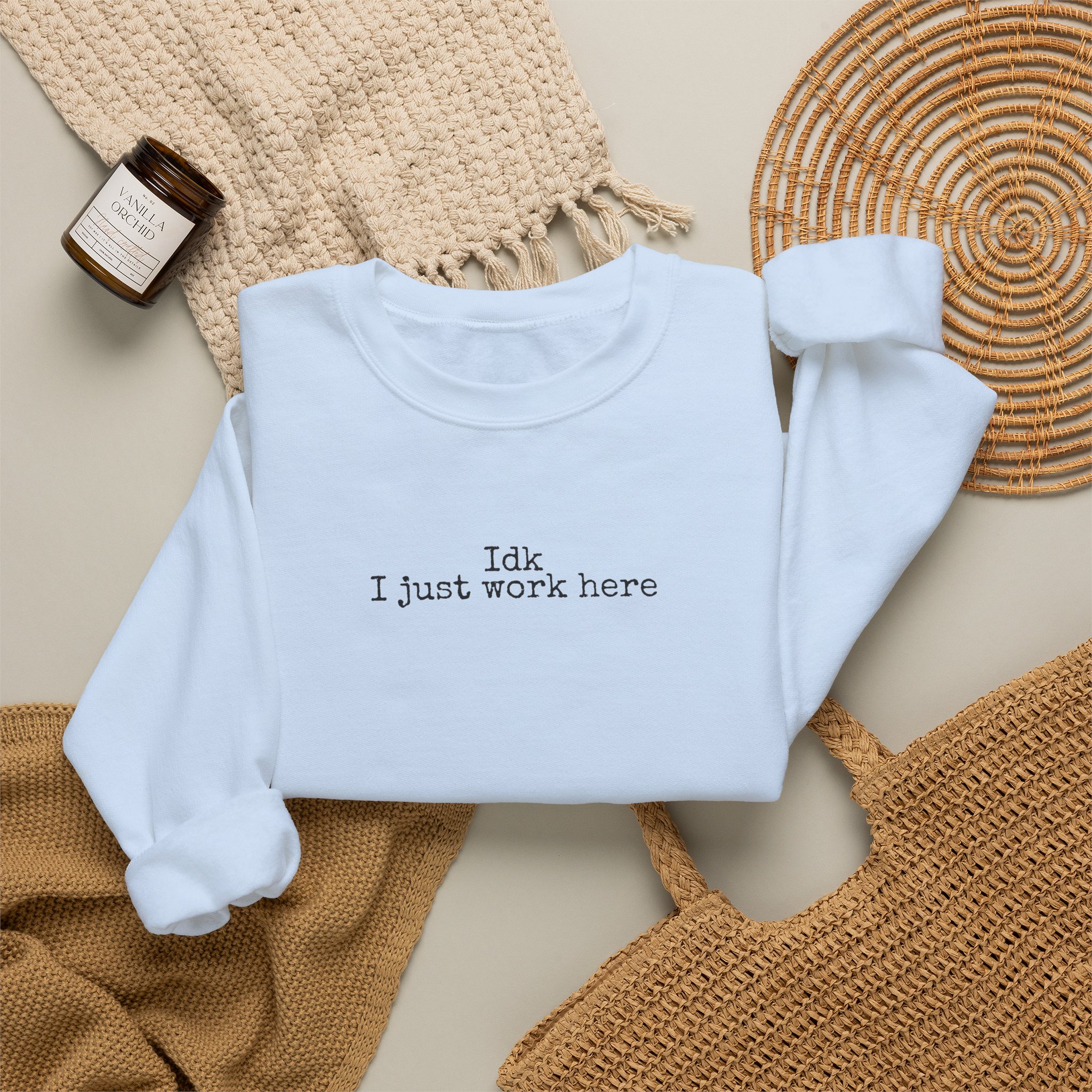 Idk I Just Work Here Sweatshirt | Funny Sarcastic Sweatshirt | Gift for Retail Worker - Black Text - Sweatshirt - Image 12