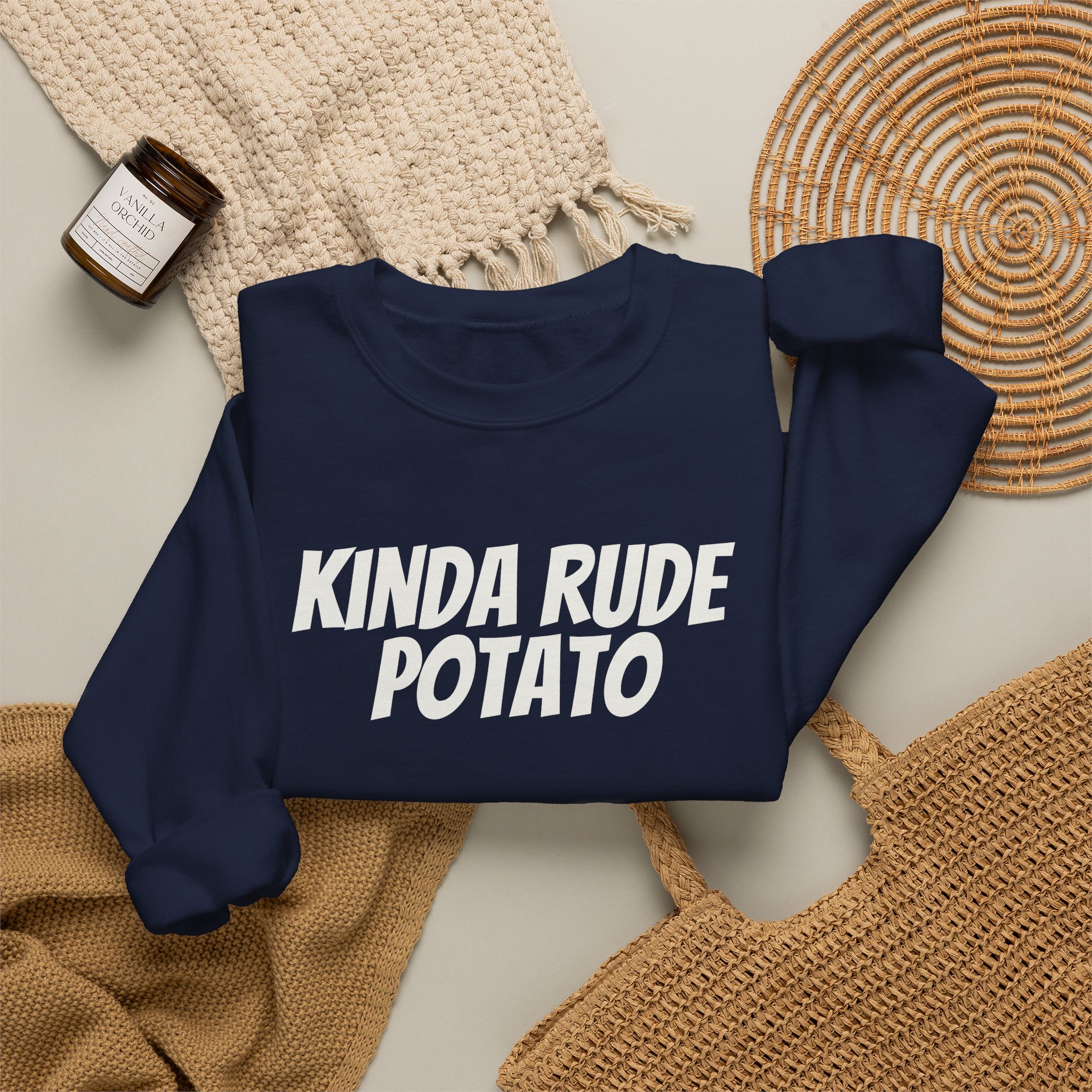 Kinda Rude Potato Sweatshirt | Funny Sarcastic Sweatshirt | Gift for Introverts - White Text - Sweatshirt - Image 20