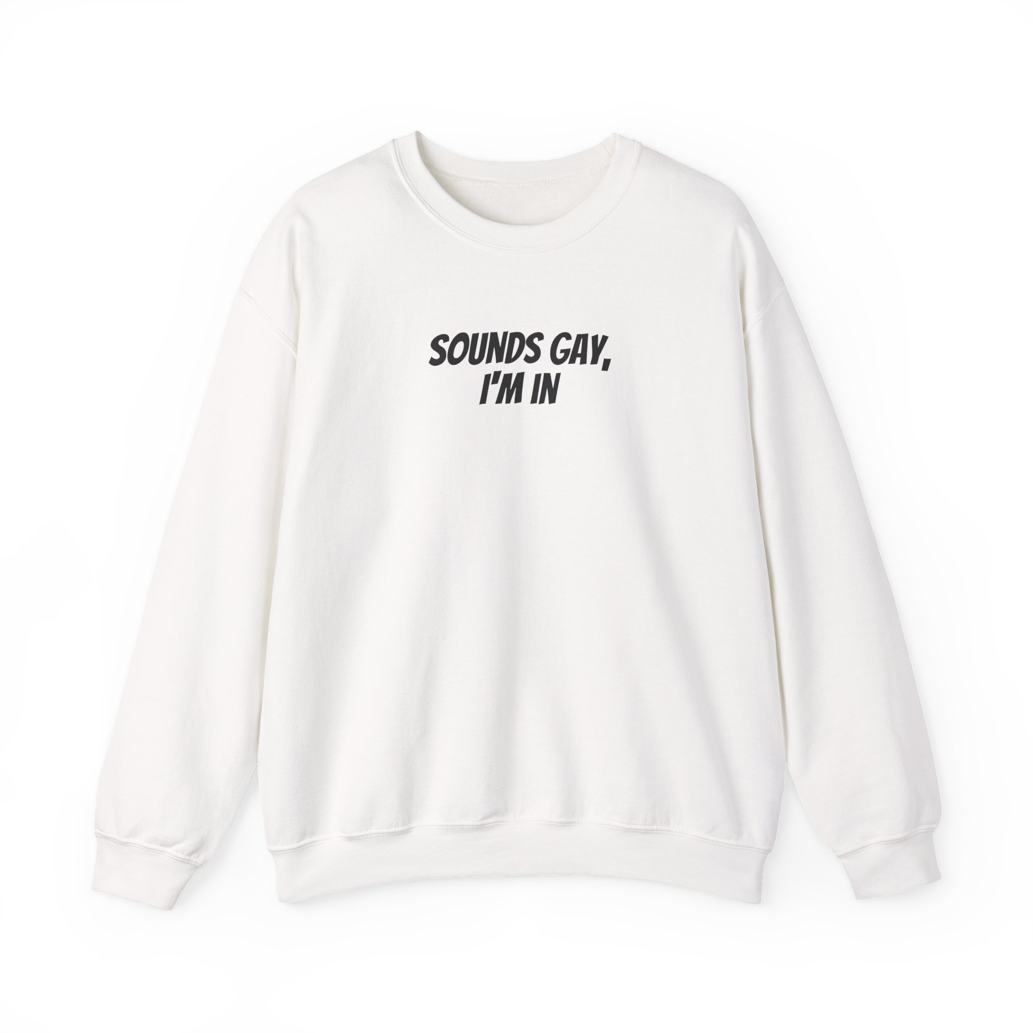 Sounds Gay, I'm In Sweatshirt | Funny Sarcastic Sweatshirt | Gift for Gen Z - Black Text - Sweatshirt