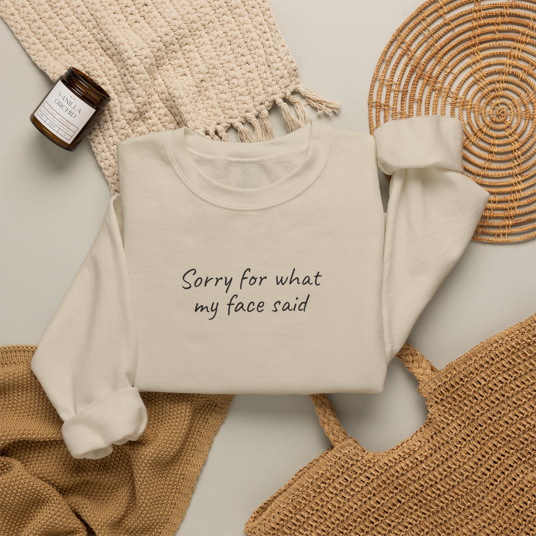 Sorry For What My Face Said Sweatshirt | Sassy Sweatshirt | Gift for Sarcastic Friend - Black Text - Sweatshirt - Image 8