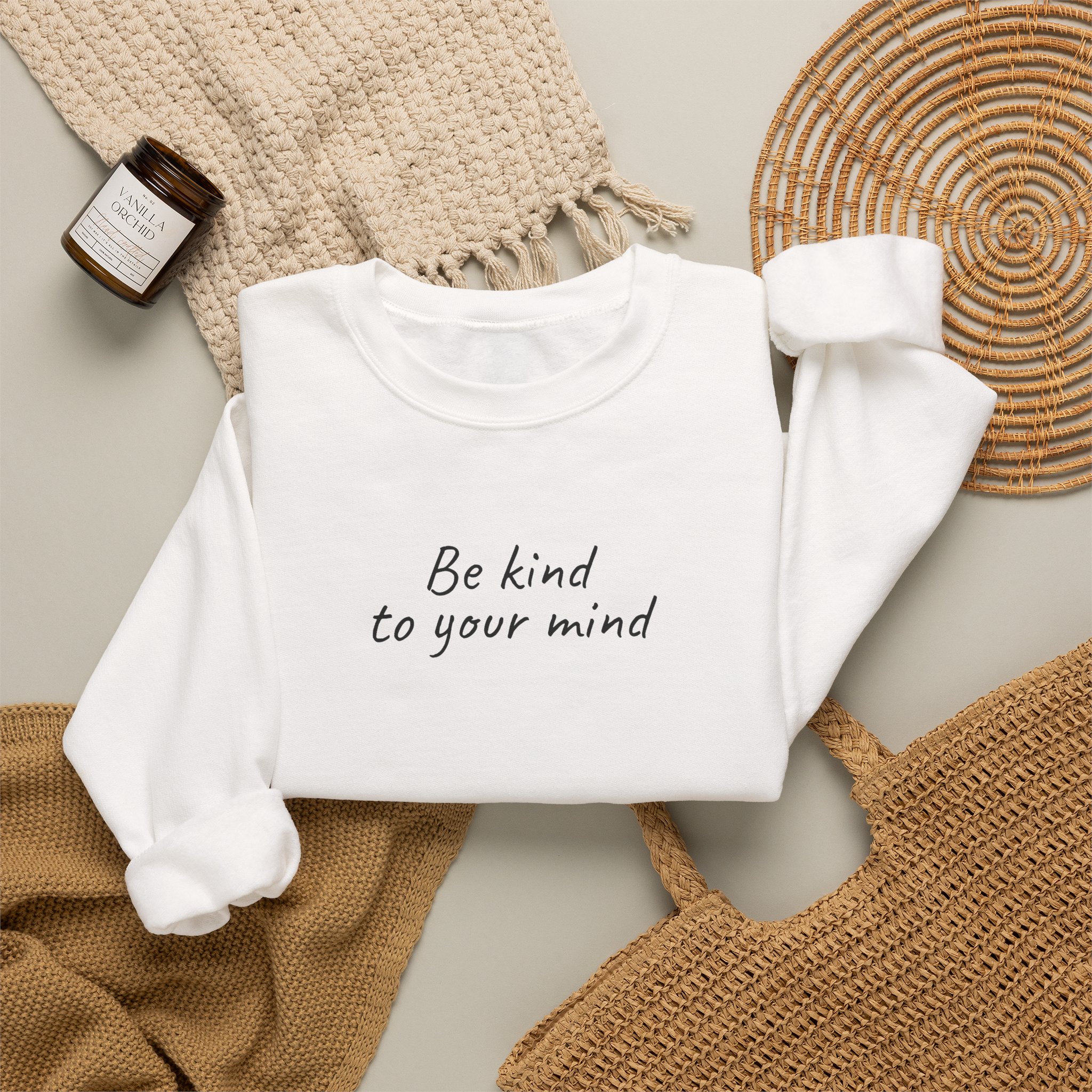 Be Kind To Your Mind Sweatshirt | Bold Sweatshirt | Gift for Mental Health Advocate - Black Text - Sweatshirt - Image 4