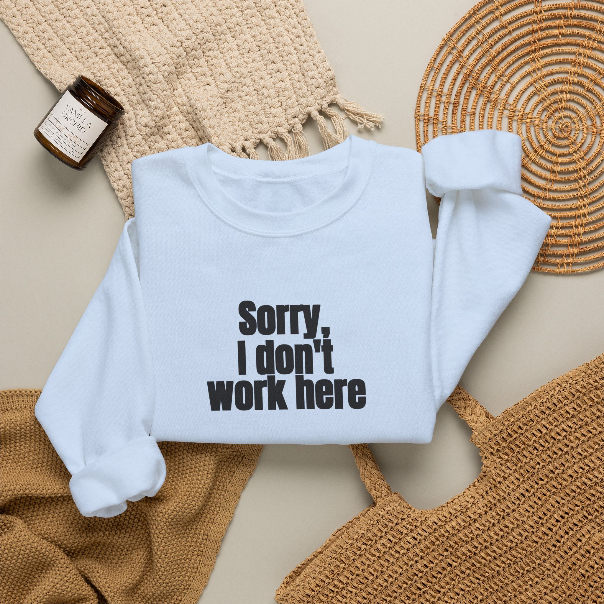 Sorry, I Don't Work Here Sweatshirt | Sarcastic Sweatshirt | Gift for Introverts - Black Text - Sweatshirt - Image 12