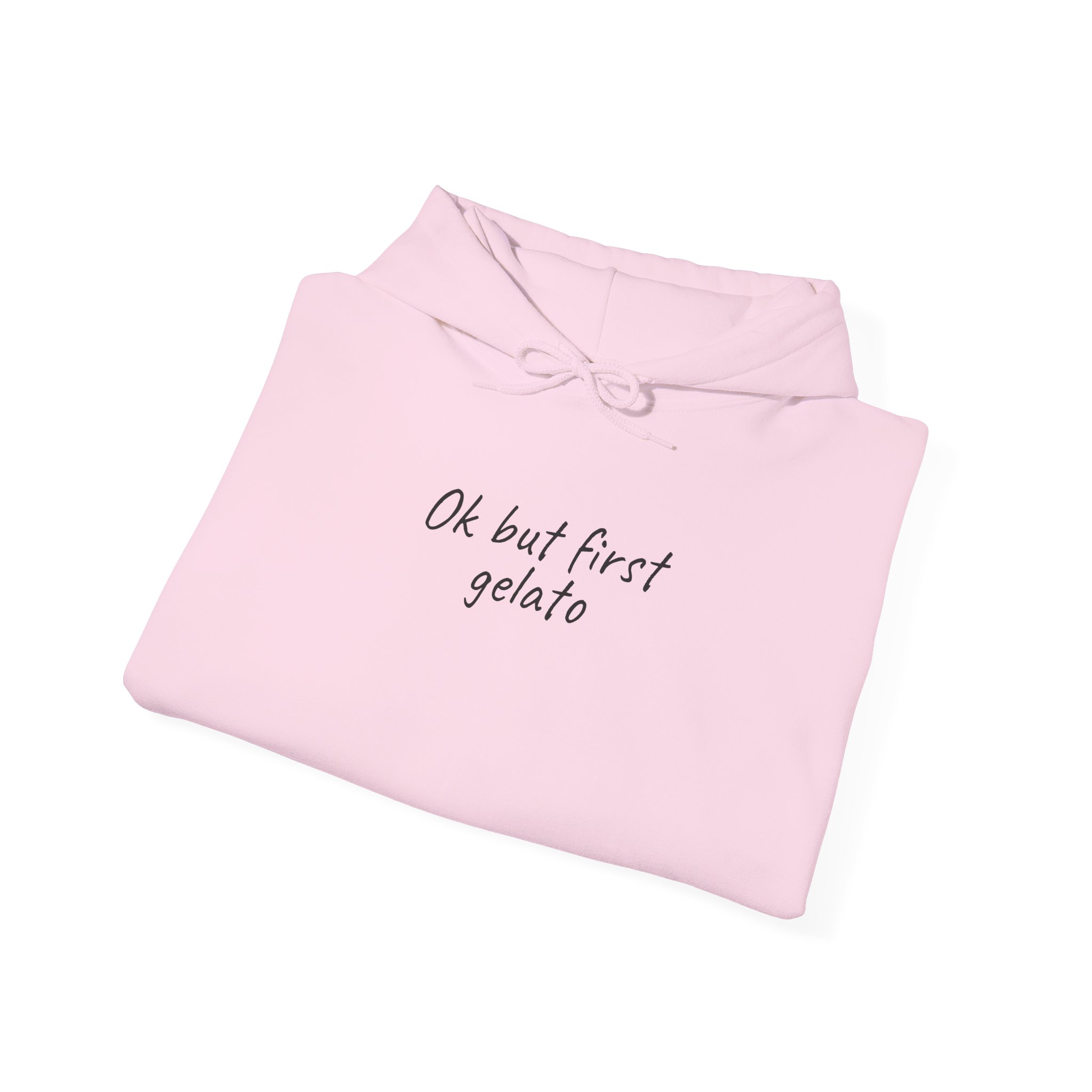 Ok But First Gelato Hoodie | Funny Foodie Hoodie | Gift for Ice Cream Lover - Black Text - Hoodie - Image 16