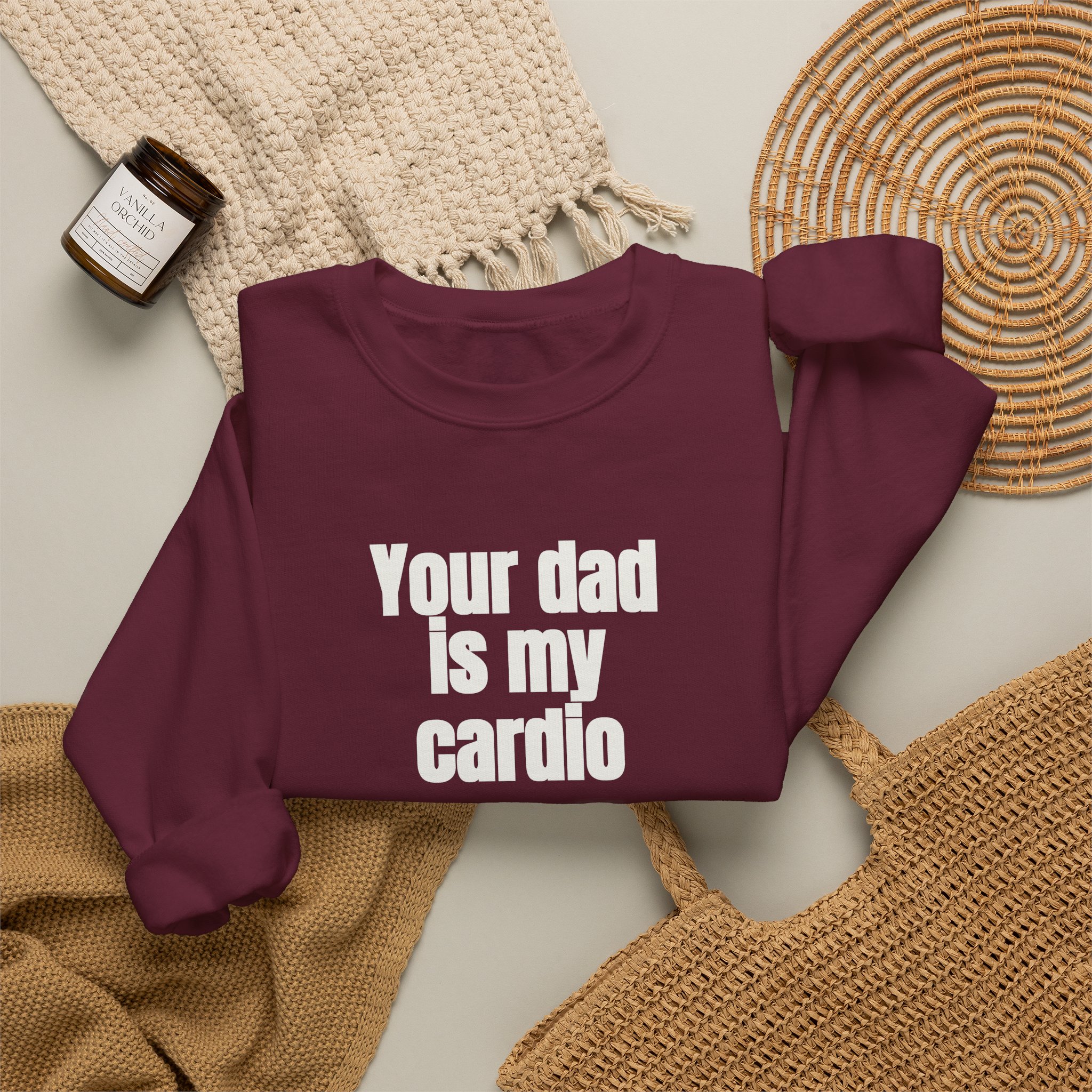 Your Dad Is My Cardio Sweatshirt | Funny Sarcastic Sweatshirt | Gift for Gym Bros - White Text - Sweatshirt - Image 8