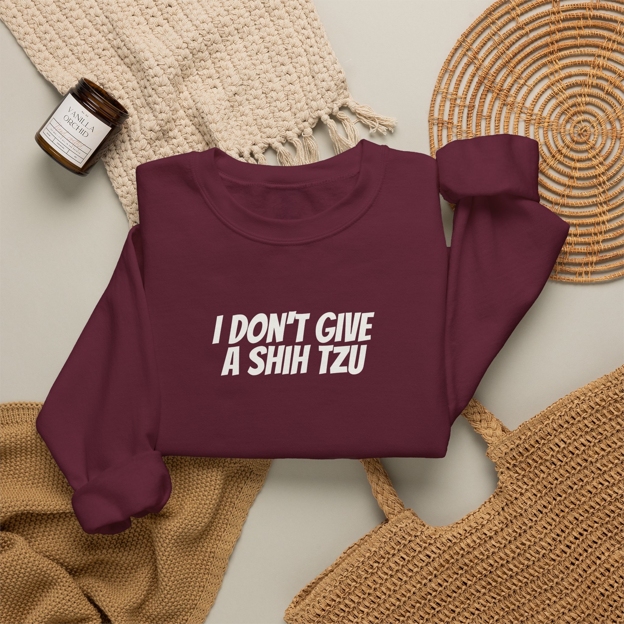 I Don't Give A Shih Tzu Sweatshirt | Funny Dog Sweatshirt | Gift for Dog Mom - White Text - Sweatshirt - Image 8