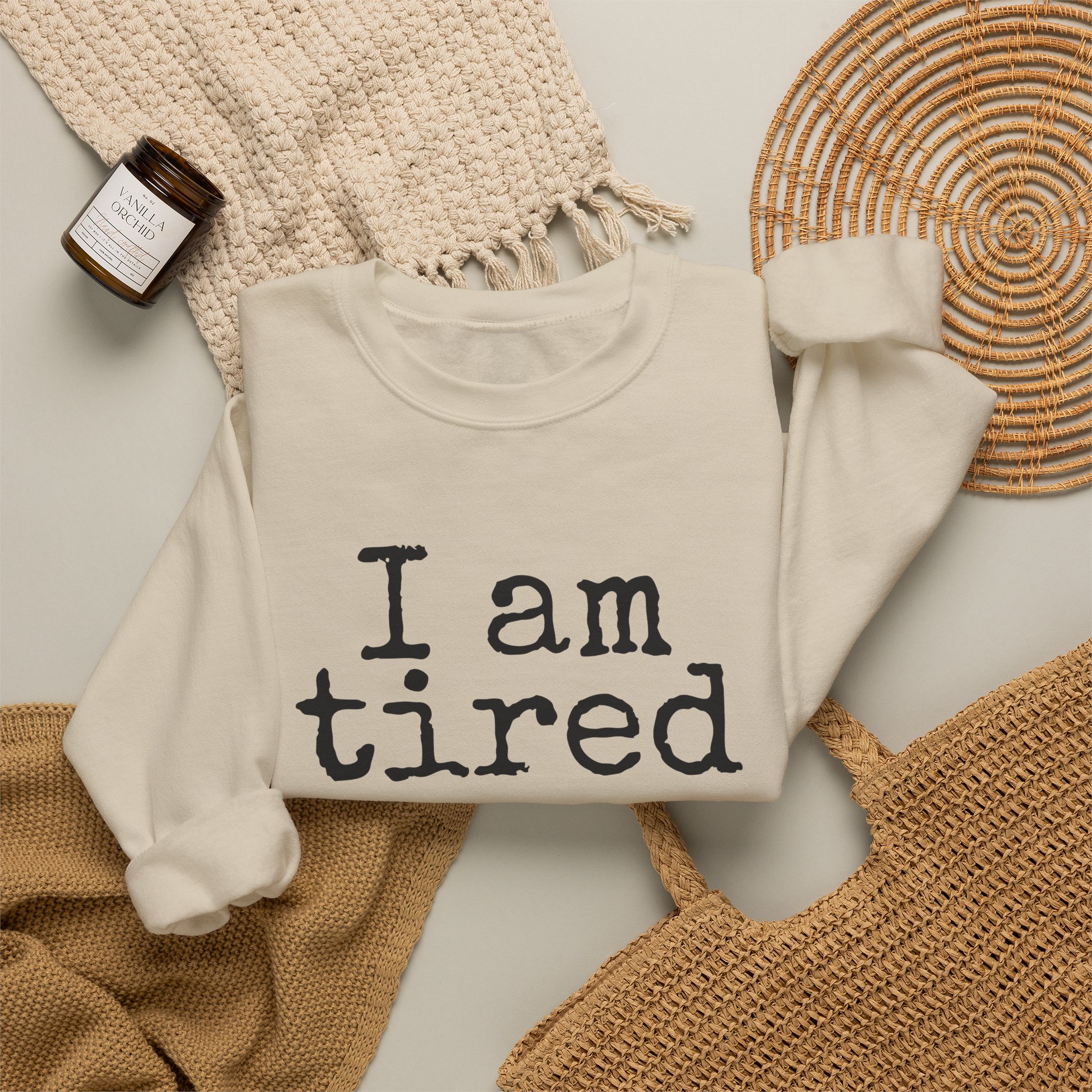 I Am Tired Sweatshirt (Black Print) – Bild 8