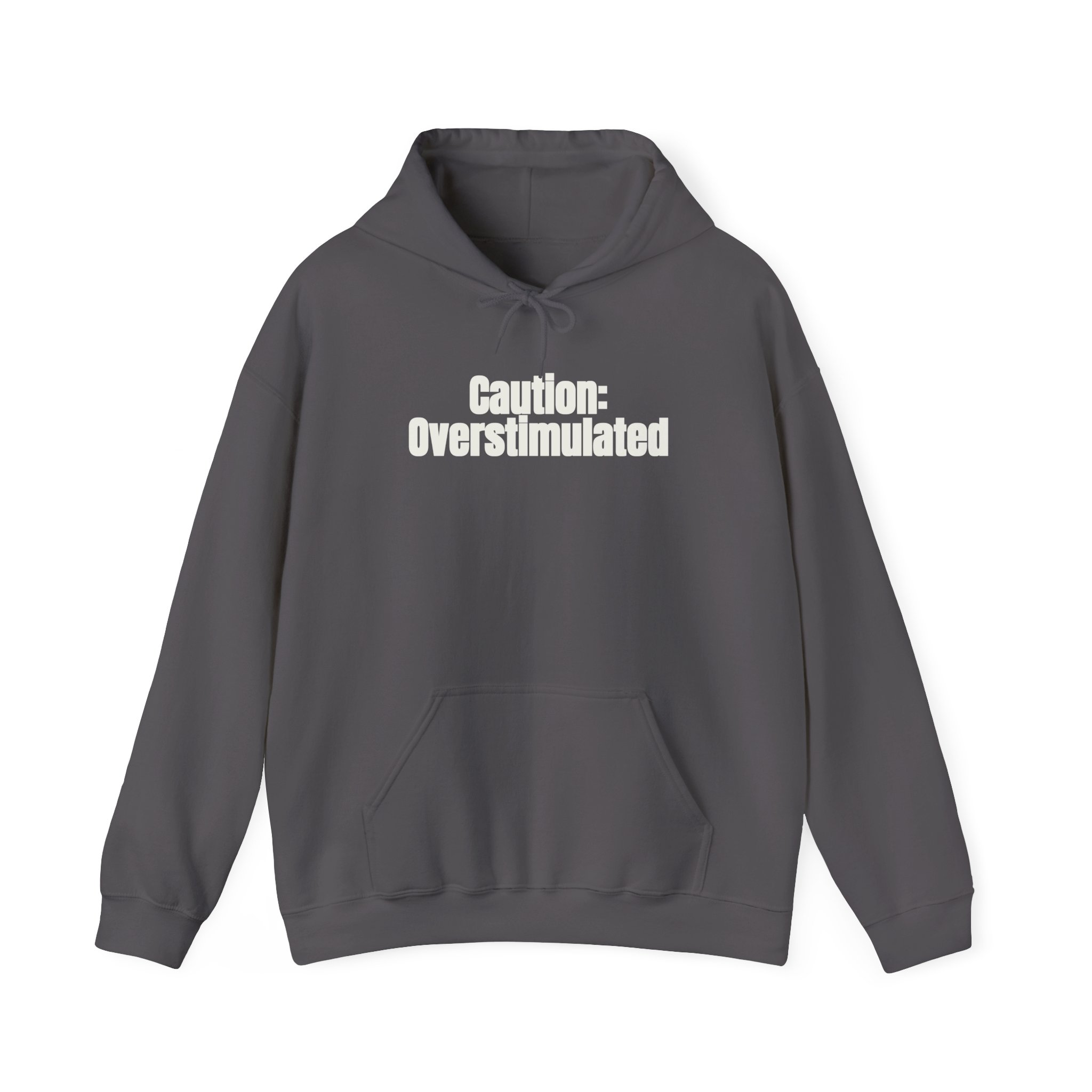 Caution: Overstimulated Hoodie | Funny Sarcastic Hoodie | Gift for Introvert - White Text - Hoodie - Image 13