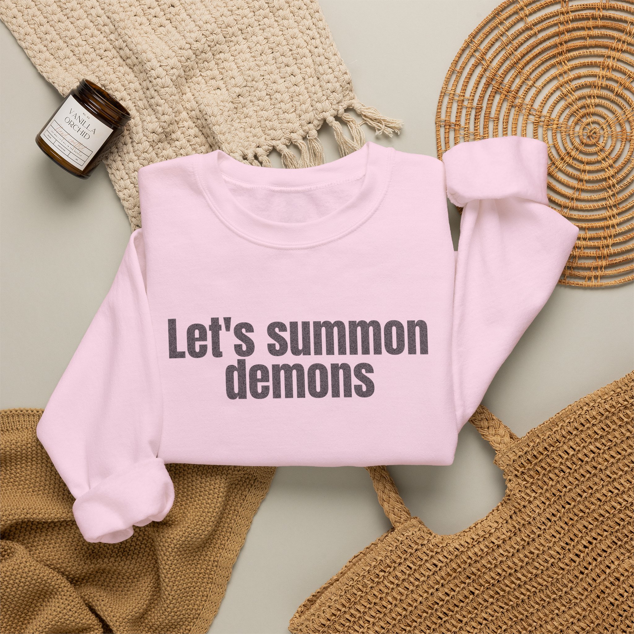 Let's Summon Demons Sweatshirt | Bold Sarcastic Sweatshirt | Gift for Goth Friends - Black Text - Sweatshirt - Image 16