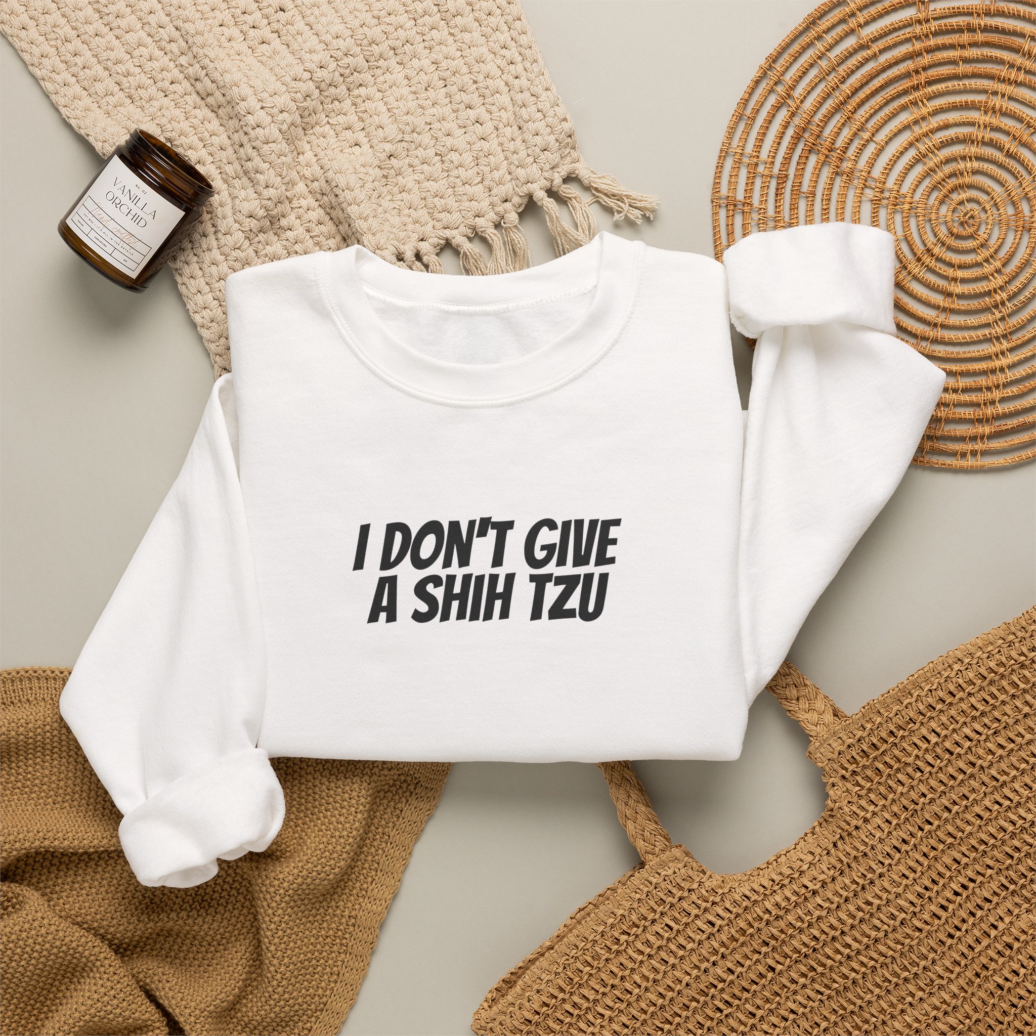 I Don't Give A Shih Tzu Sweatshirt | Funny Dog Sweatshirt | Gift for Dog Mom - Black Text - Sweatshirt - Image 4
