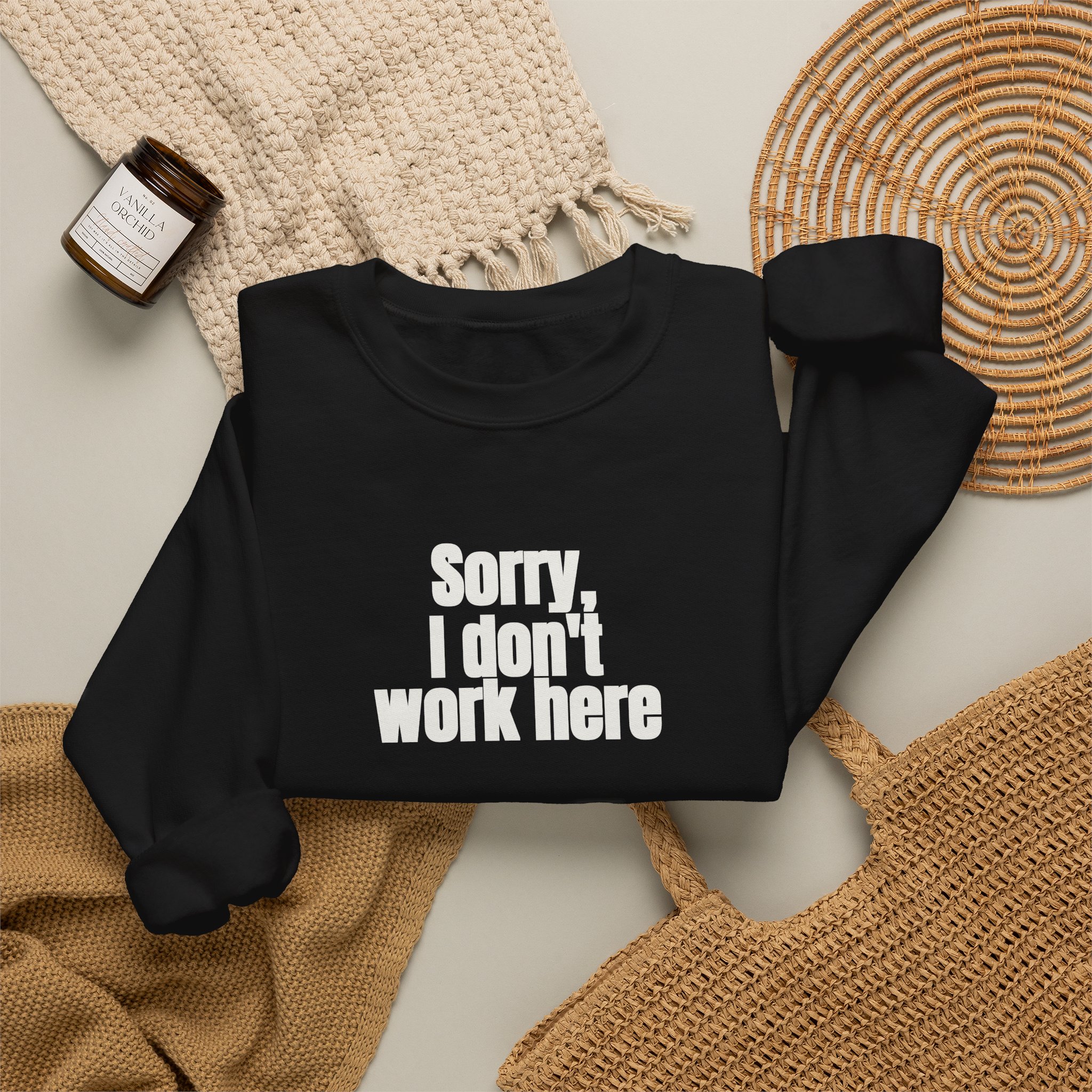 Sorry, I Don't Work Here Sweatshirt | Sarcastic Sweatshirt | Gift for Introverts - White Text - Sweatshirt - Image 4