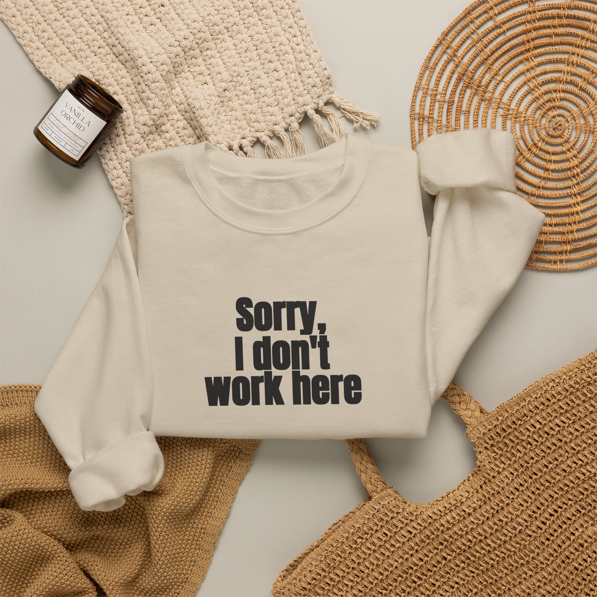 Sorry, I Don't Work Here Sweatshirt | Sarcastic Sweatshirt | Gift for Introverts - Black Text - Sweatshirt - Image 8