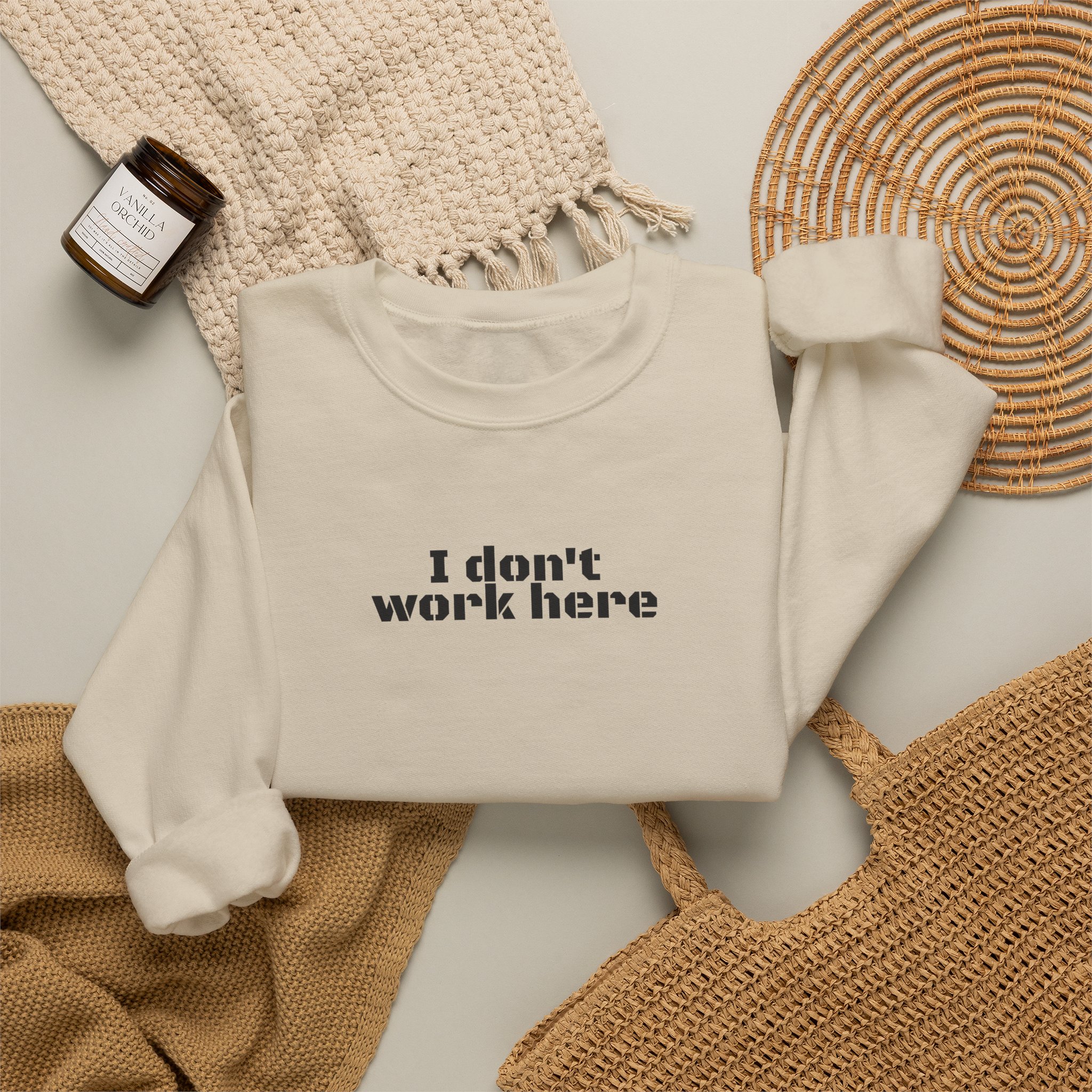 I Don't Work Here Sweatshirt | Funny Sarcastic Sweatshirt | Gift for Introverts - Black Text - Sweatshirt - Image 8