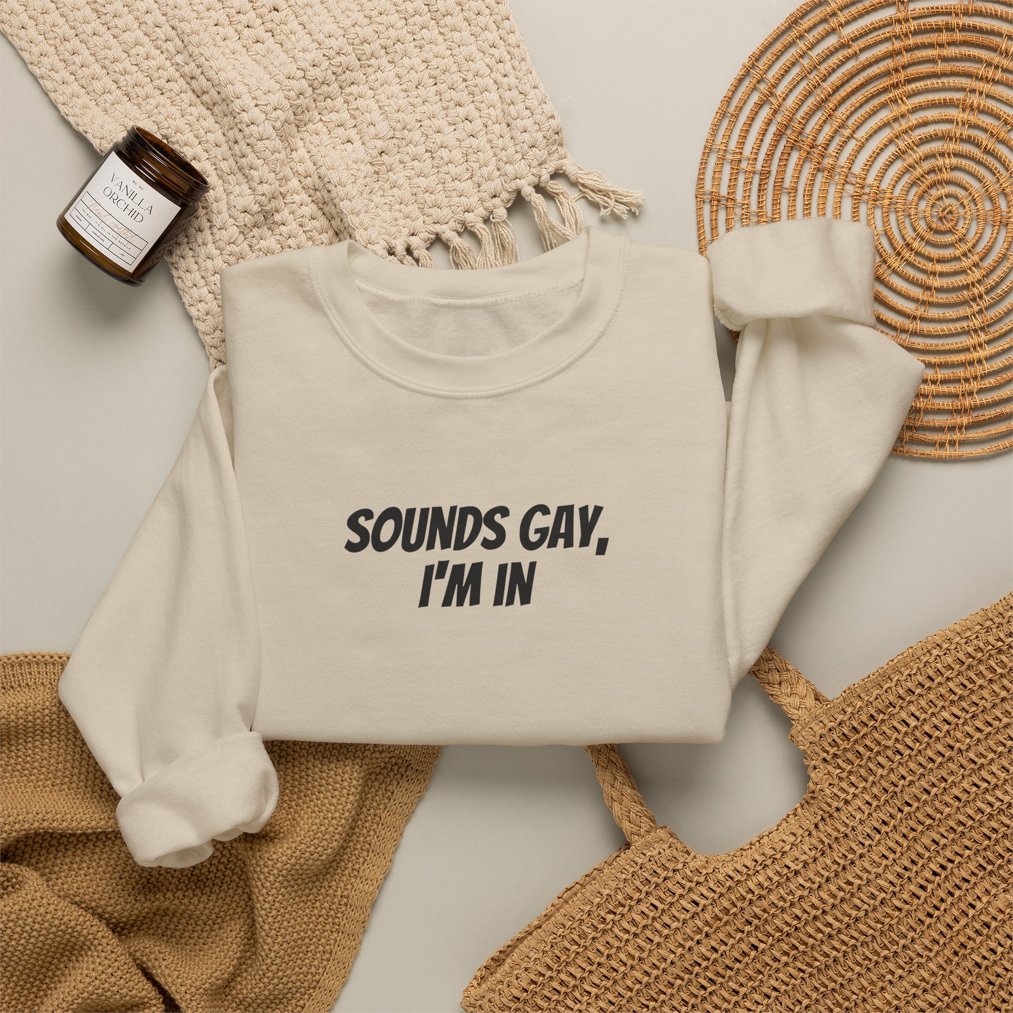 Sounds Gay, I'm In Sweatshirt | Funny Sarcastic Sweatshirt | Gift for Gen Z - Black Text - Sweatshirt - Image 8