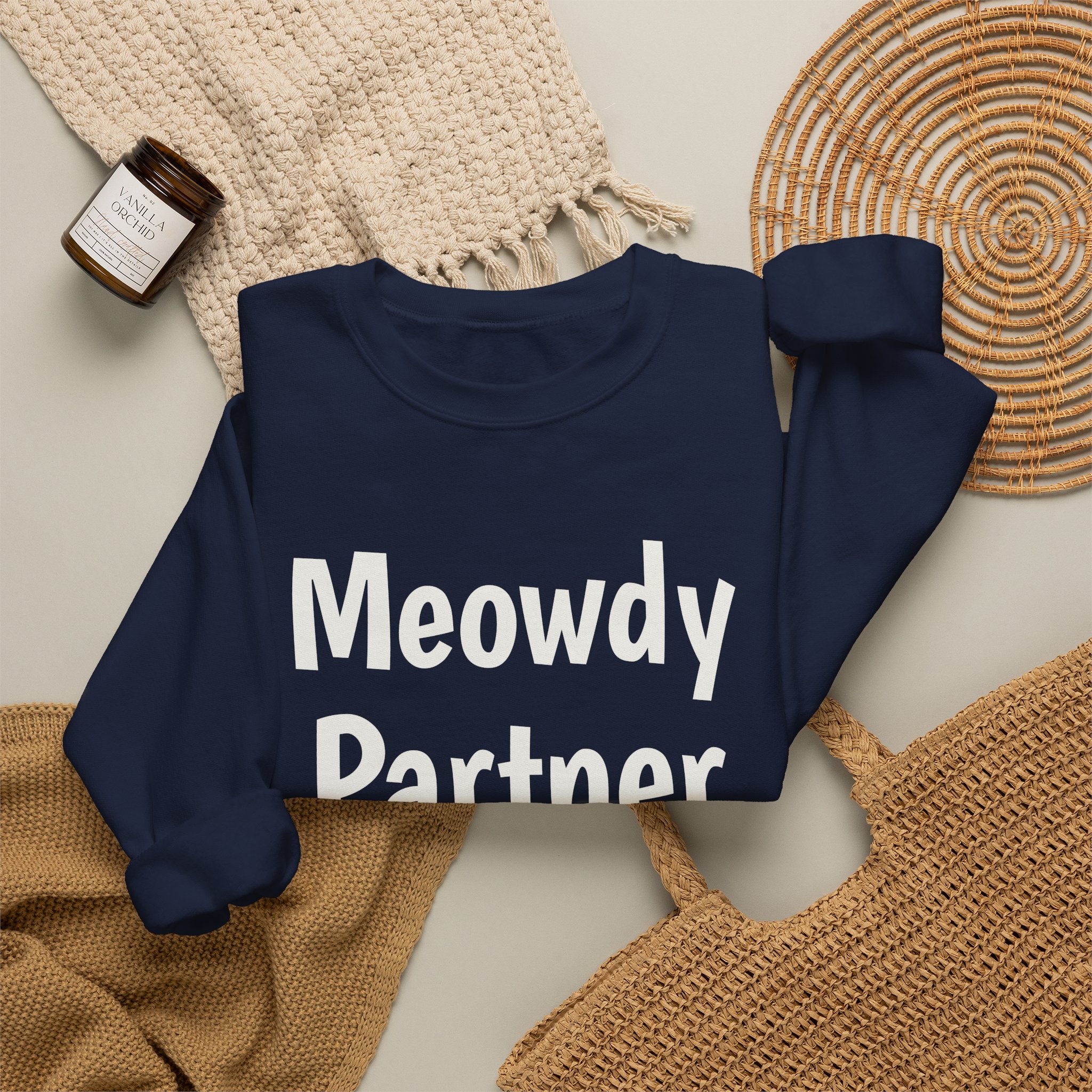 Meowdy Partner Sweatshirt | Funny Sarcastic Sweatshirt | Gift for Cat Lover - White Text - Sweatshirt - Image 20