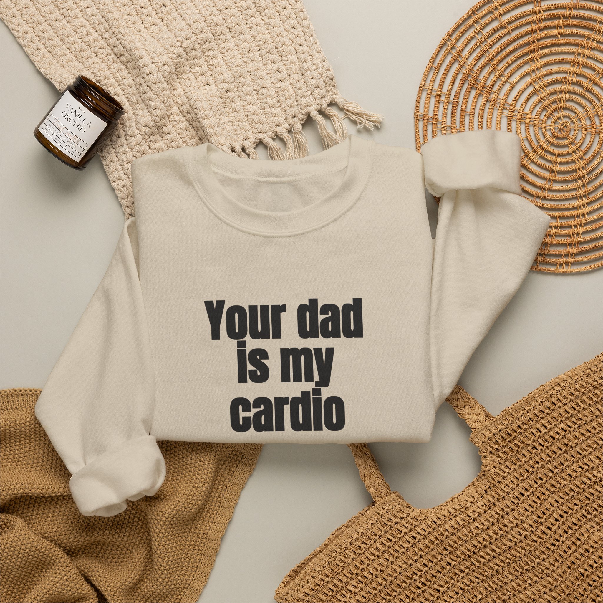 Your Dad Is My Cardio Sweatshirt | Funny Sarcastic Sweatshirt | Gift for Gym Bros - Black Text - Sweatshirt - Image 8