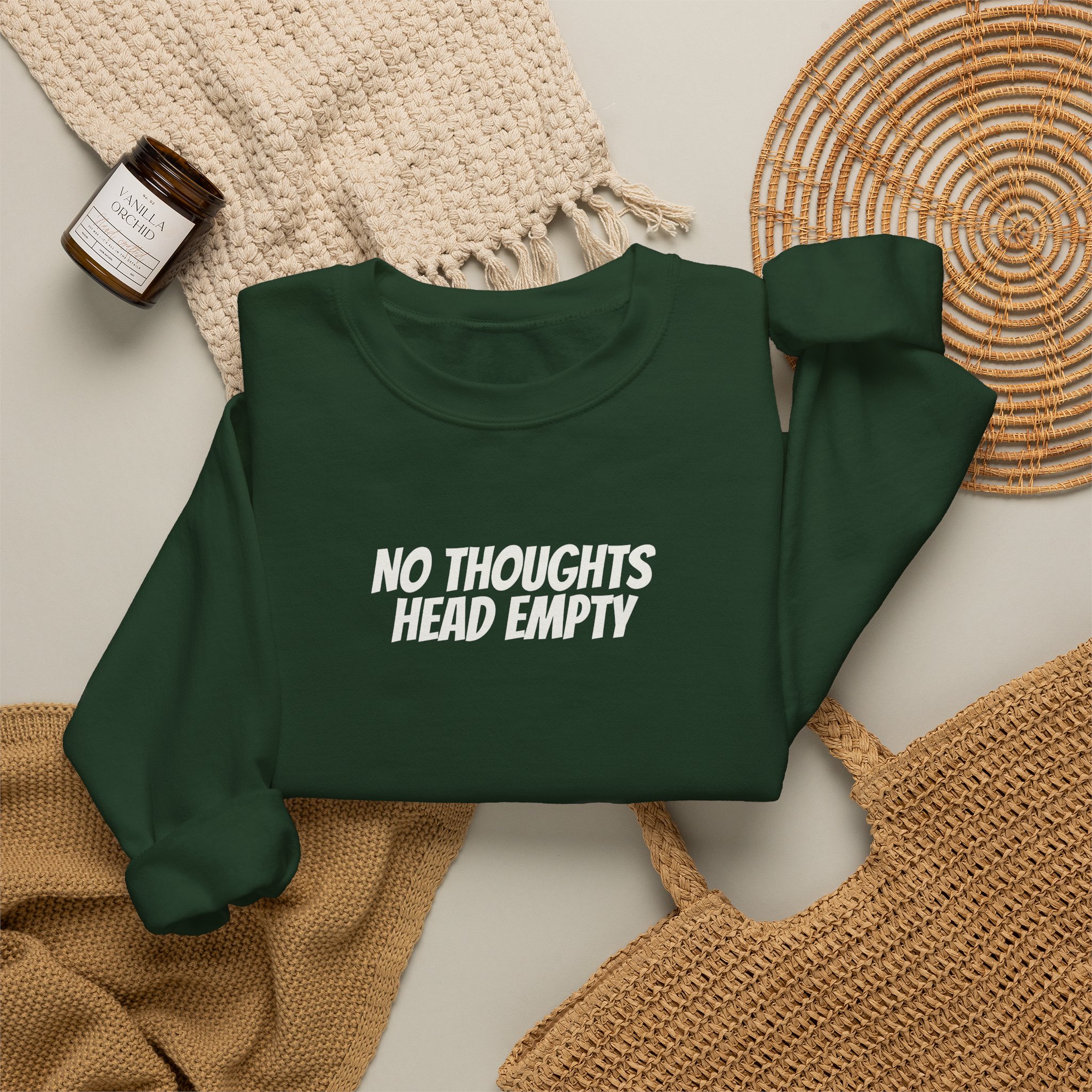 No Thoughts Head Empty Sweatshirt | Funny Sarcastic Sweatshirt | Gift for Gen Z - White Text - Sweatshirt - Image 12