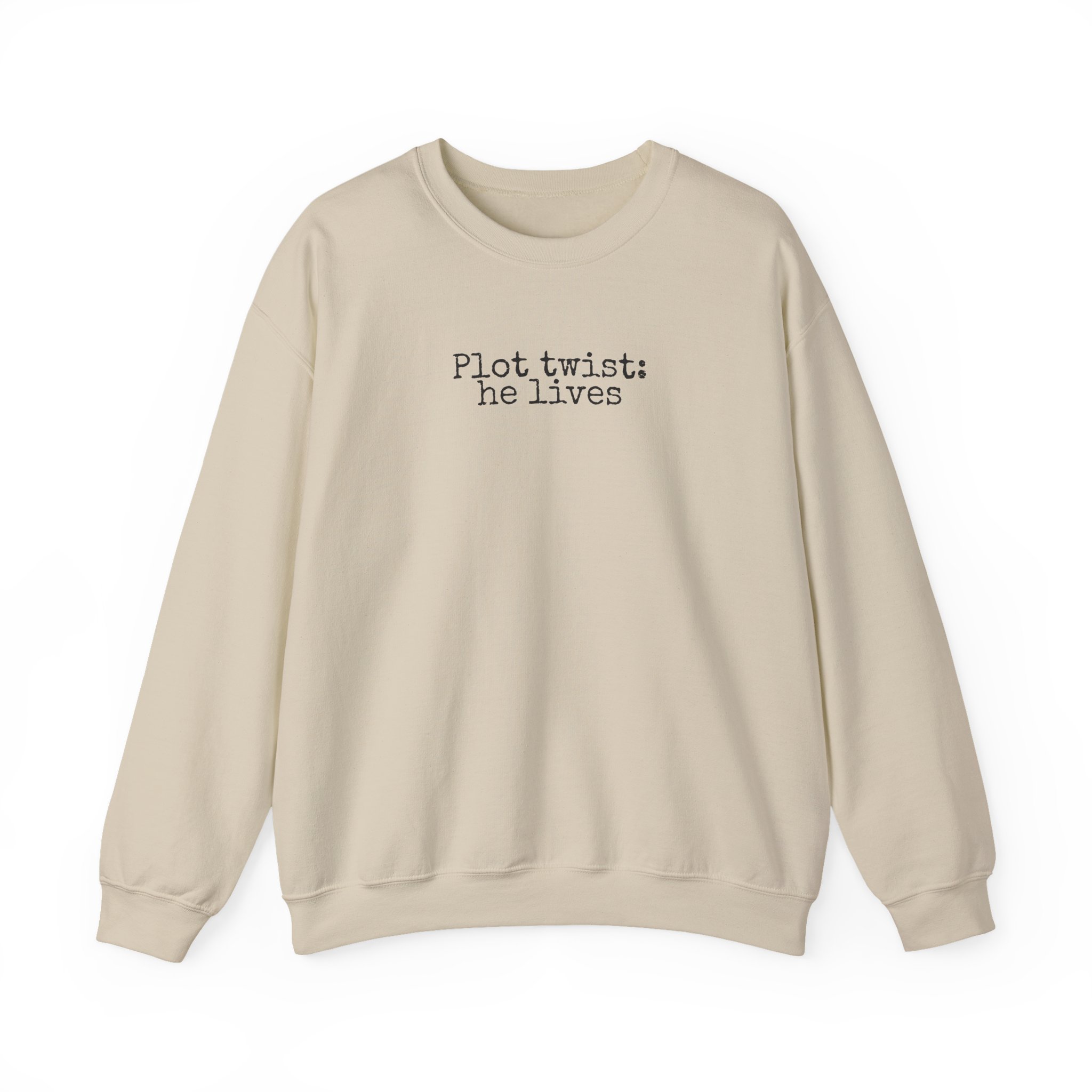 Plot Twist: He Lives Sweatshirt | Funny Bookish Sweatshirt | Gift for Readers - Black Text - Sweatshirt - Image 5
