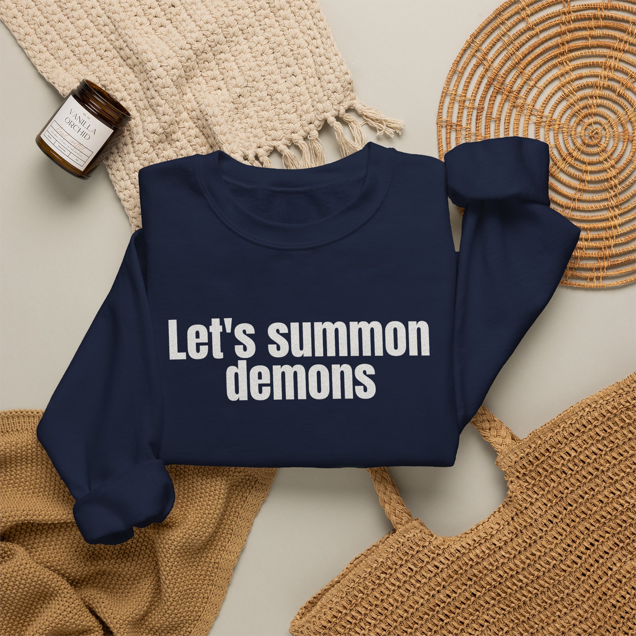 Let's Summon Demons Sweatshirt | Bold Sarcastic Sweatshirt | Gift for Goth Friends - White Text - Sweatshirt - Image 20