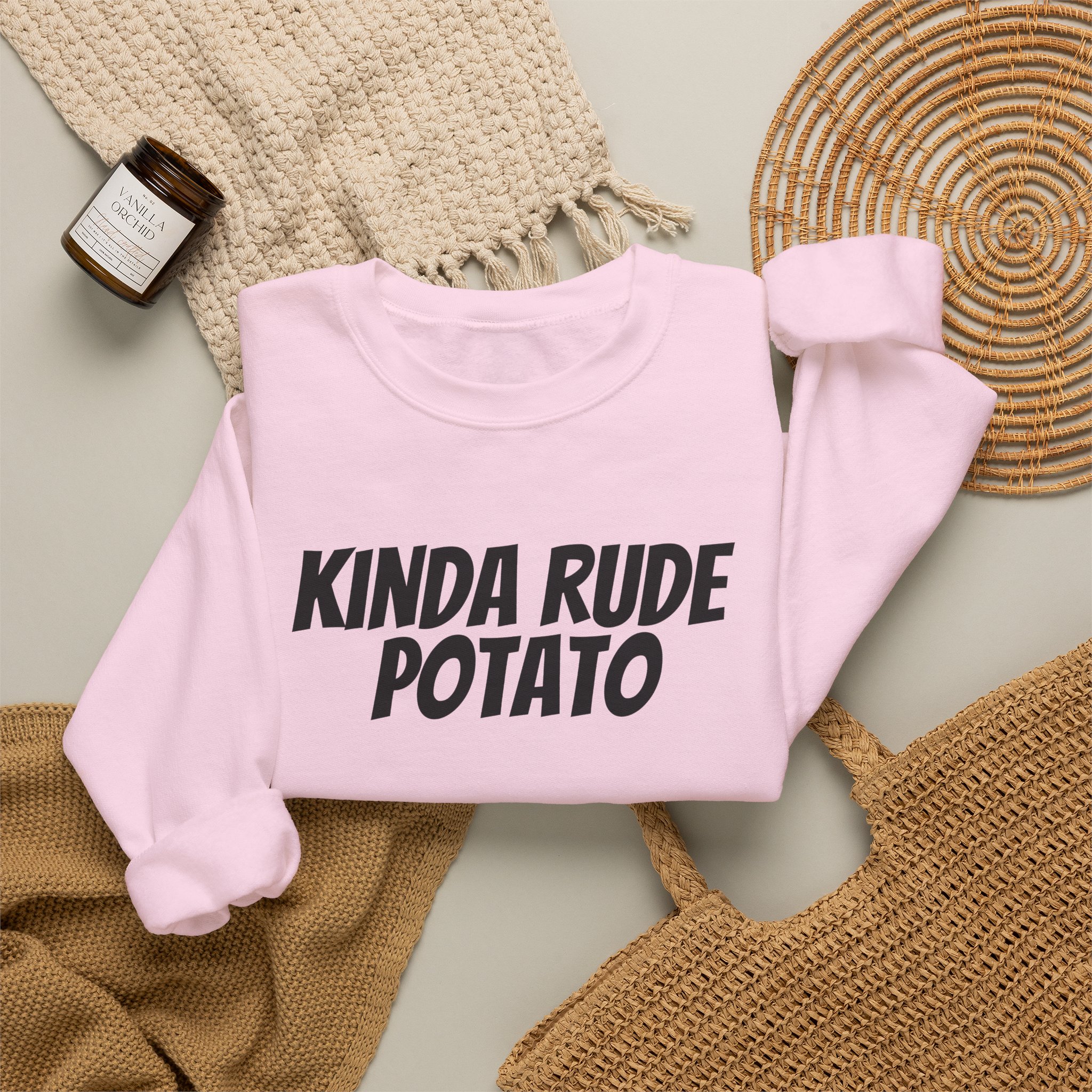 Kinda Rude Potato Sweatshirt | Funny Sarcastic Sweatshirt | Gift for Introverts - Black Text - Sweatshirt - Image 16