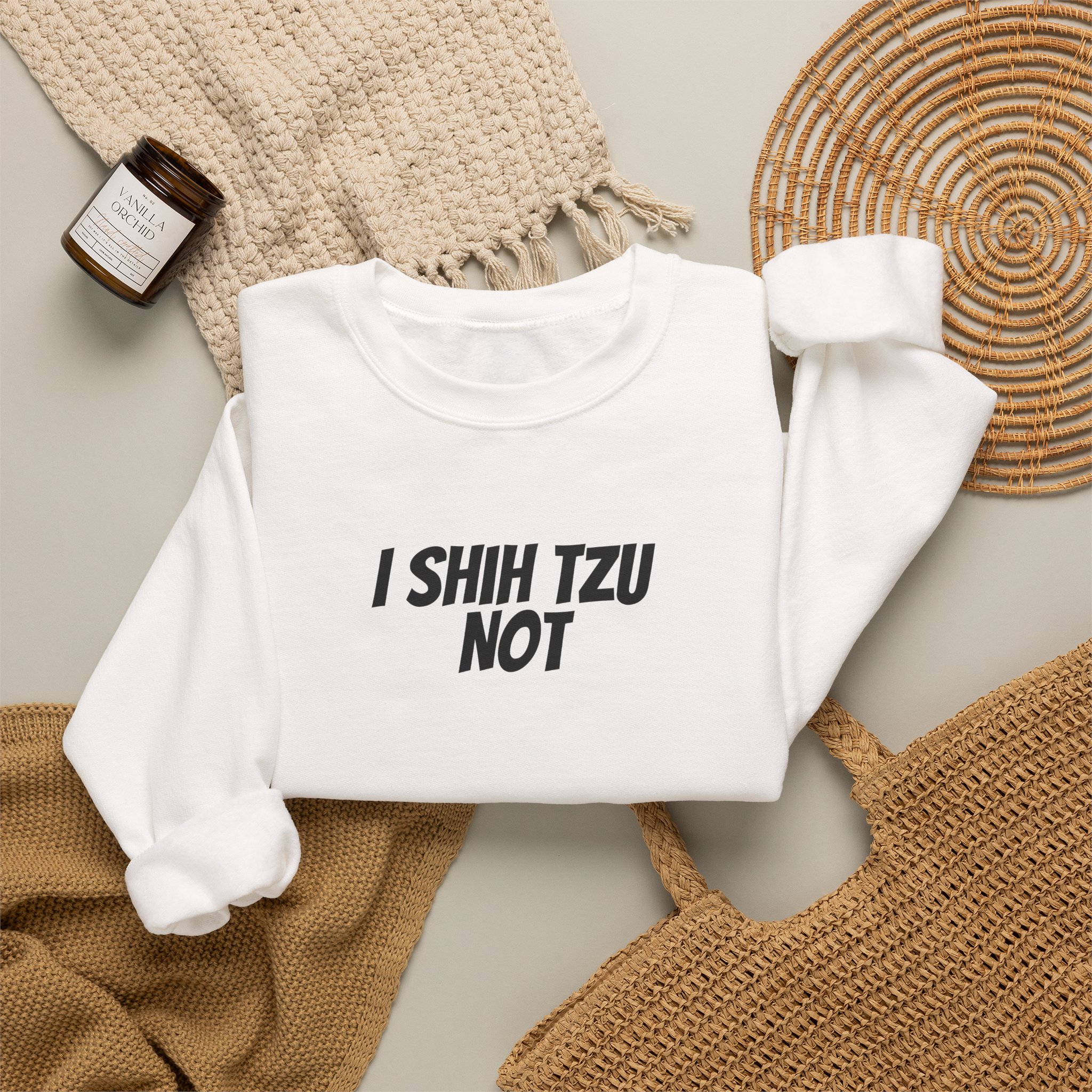 I Shih Tzu Not Sweatshirt | Funny Sarcastic Sweatshirt | Gift for Dog Mom - Black Text - Sweatshirt - Image 4