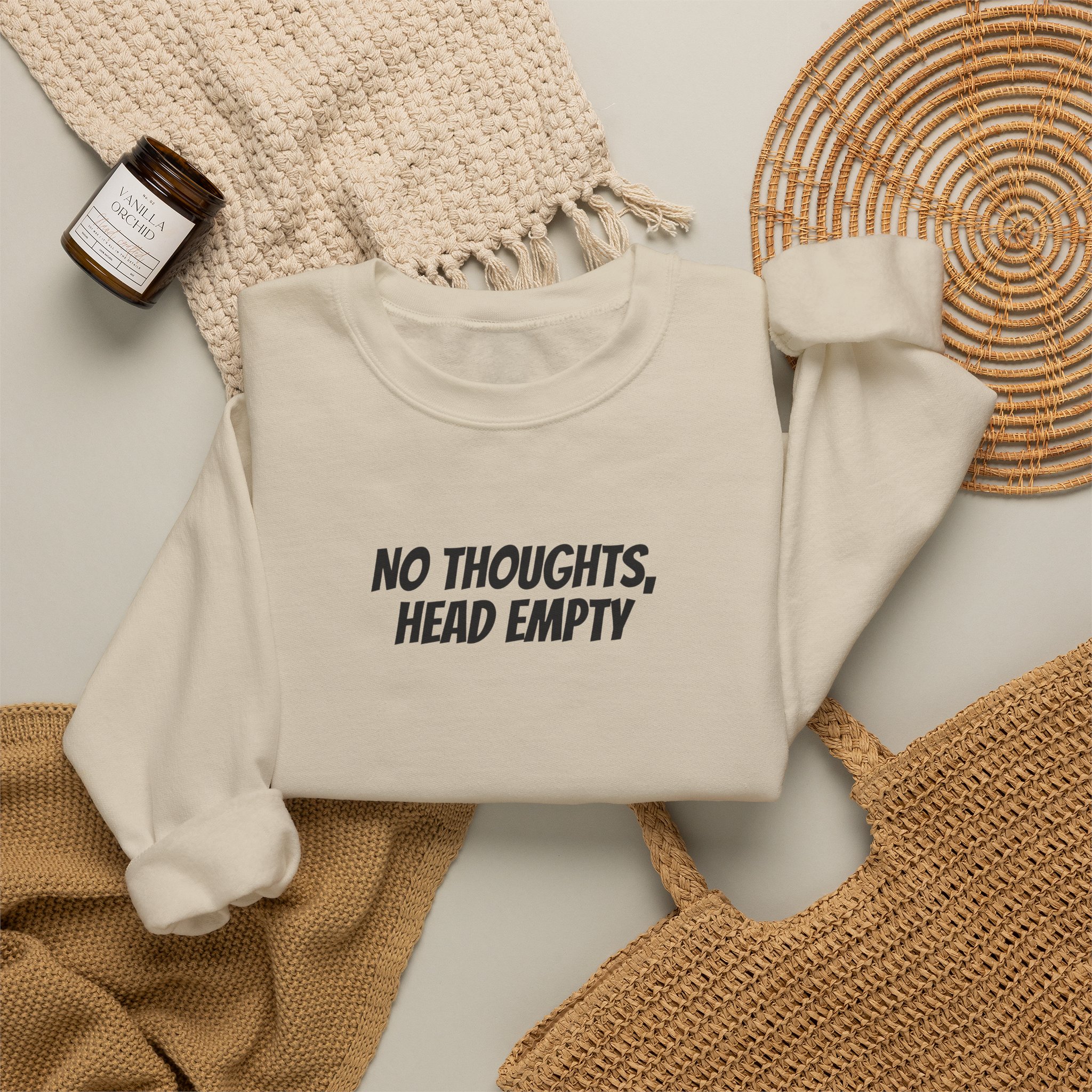 No Thoughts Head Empty Sweatshirt | Funny Sarcastic Sweatshirt | Gift for Gen Z - Black Text - Sweatshirt - Image 8
