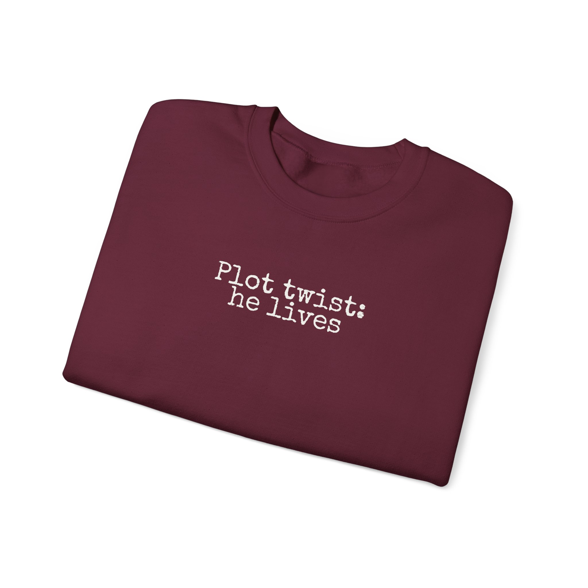 Plot Twist: He Lives Sweatshirt | Funny Bookish Sweatshirt | Gift for Readers - White Text - Sweatshirt - Image 7