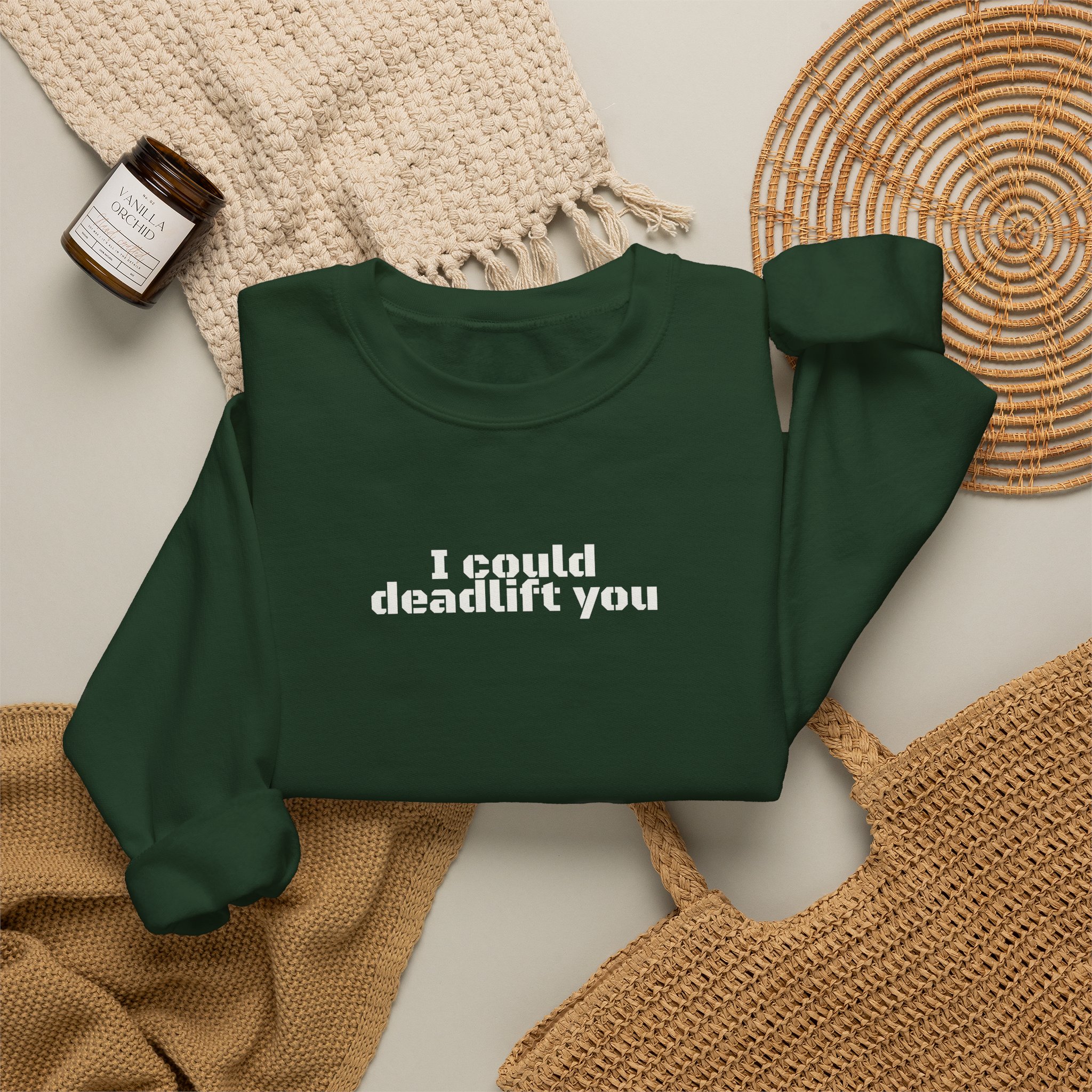 I Could Deadlift You Sweatshirt | Funny Gym Sweatshirt | Gift for Gym Bros - White Text - Sweatshirt - Image 12